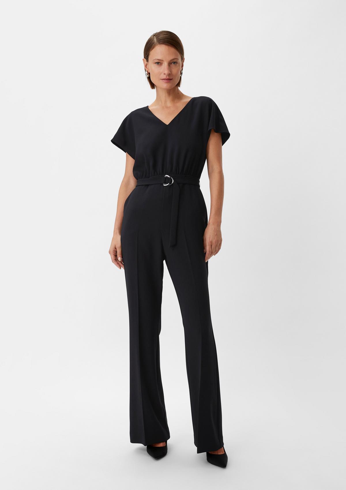 Crepe Overall mit Flared Leg schwarz Comma