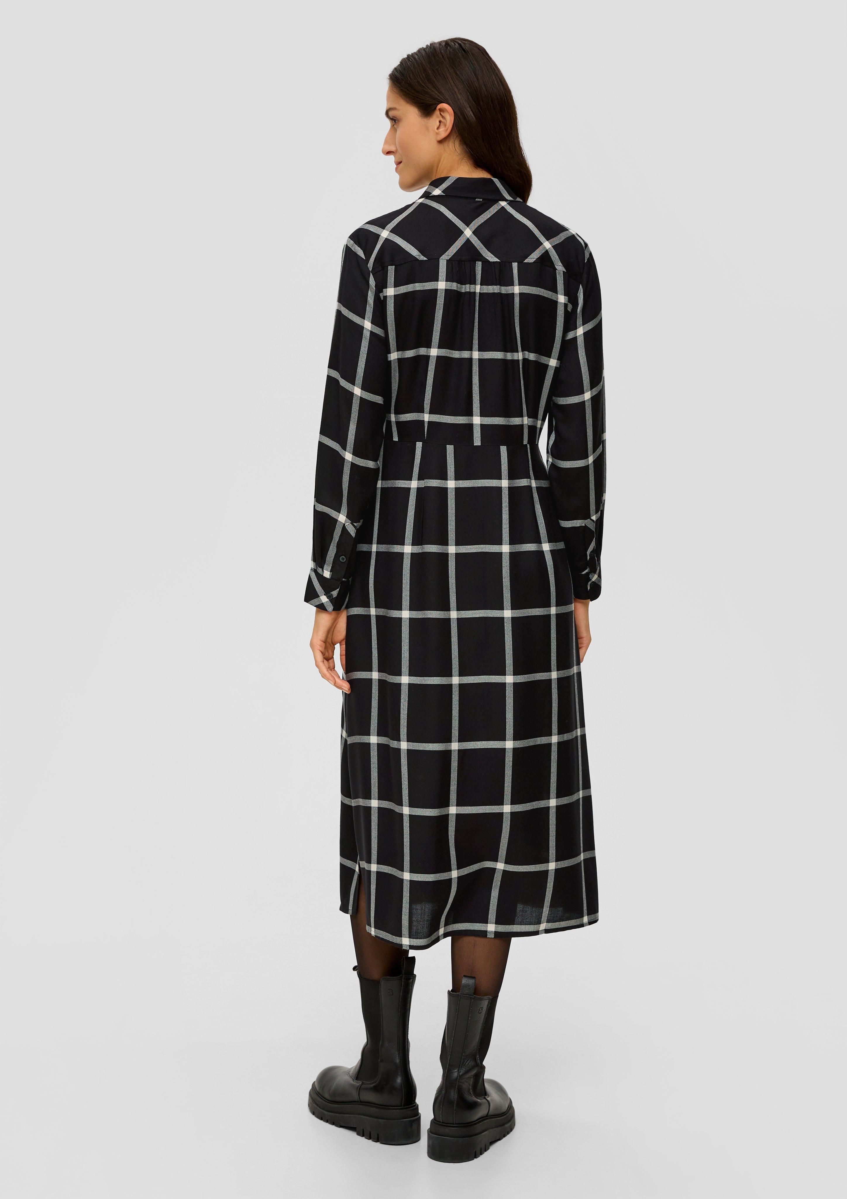 S.Oliver Midikleid Gerippt Aus Viskosemix – Slim Fit Mit Stehkragen