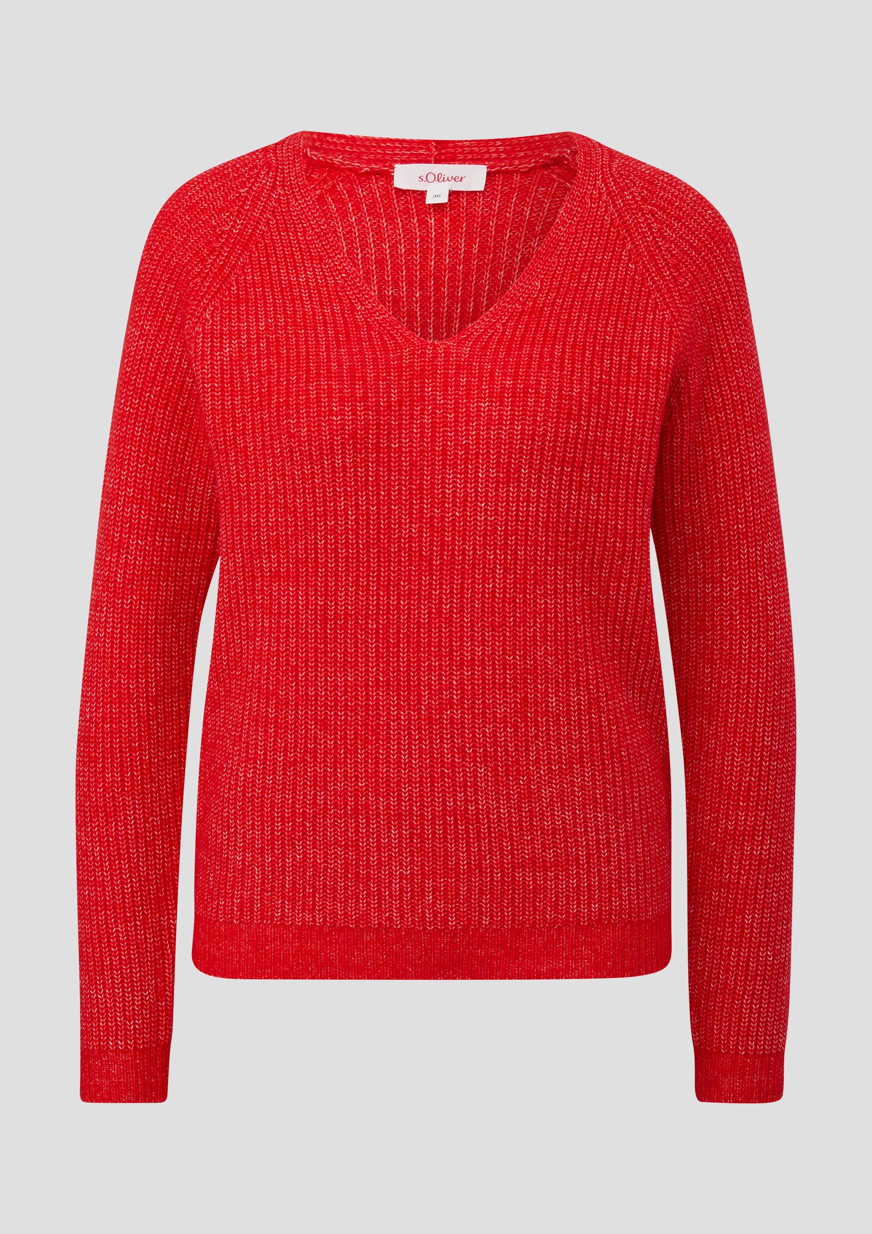 s.Oliver - Strickpullover mit Rippstruktur, Damen, rot