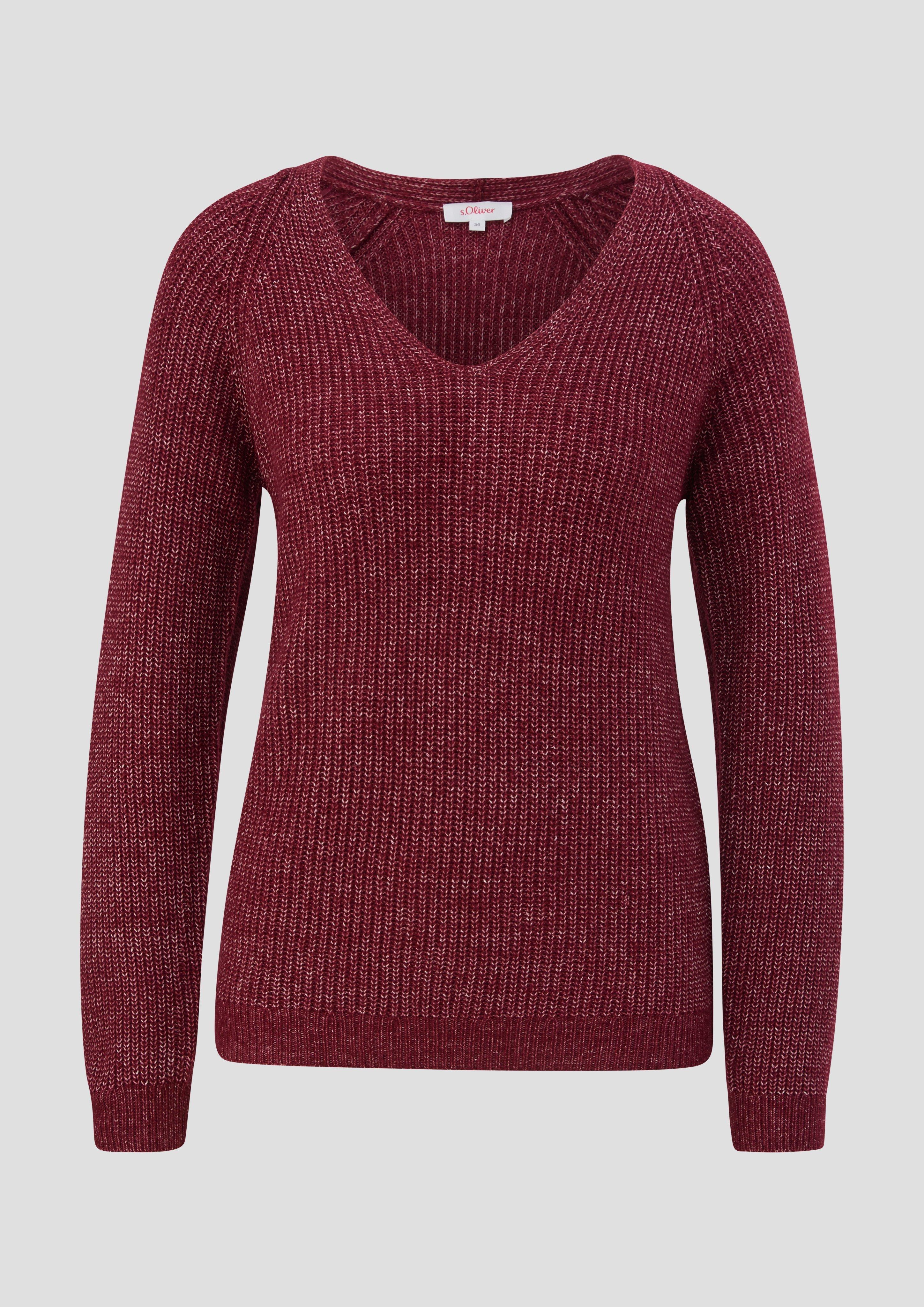 s.Oliver - Strickpullover mit Rippstruktur, Damen, rot