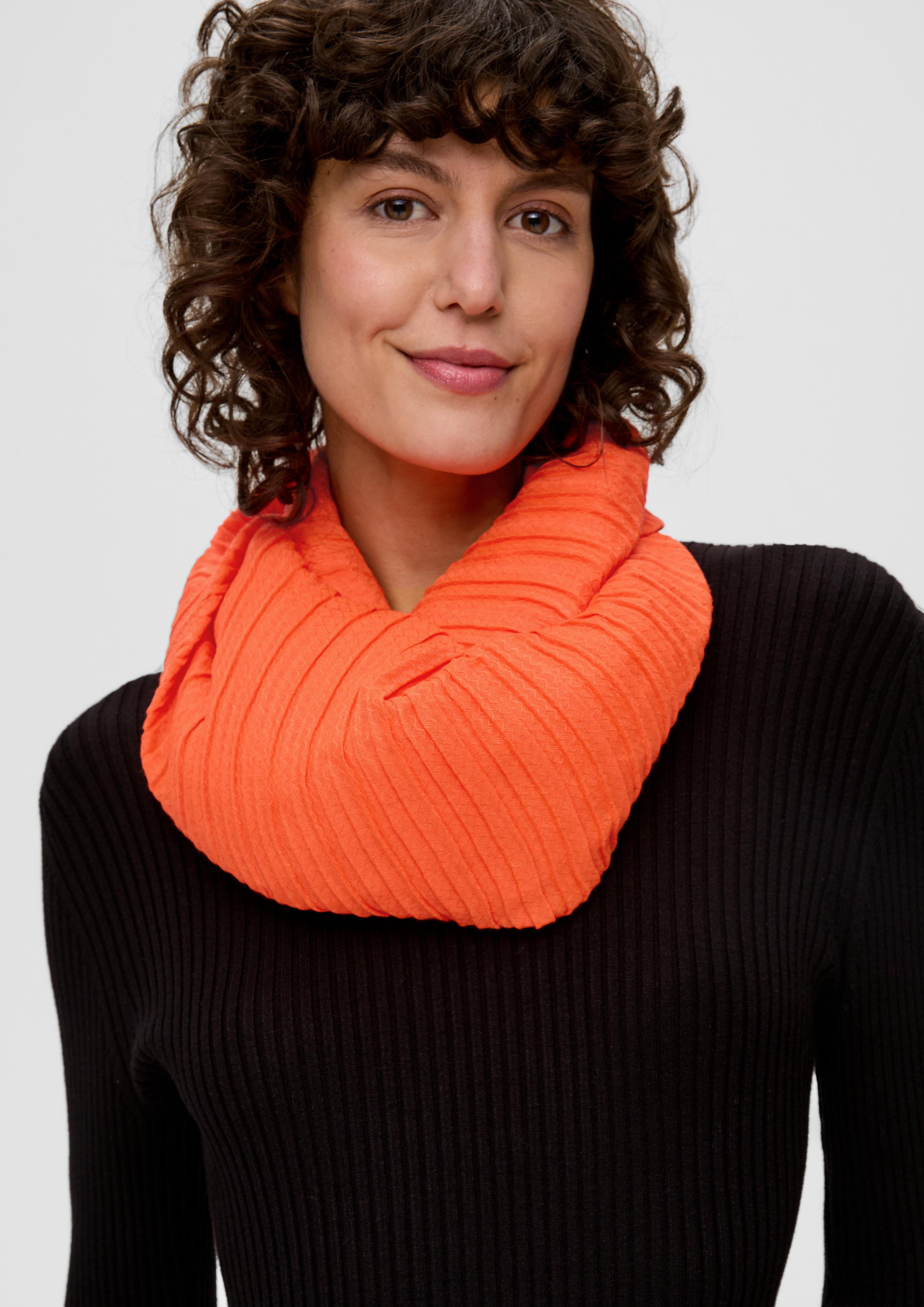 Leichter Loop-Schal mit Plisseefalten - orange | s.Oliver