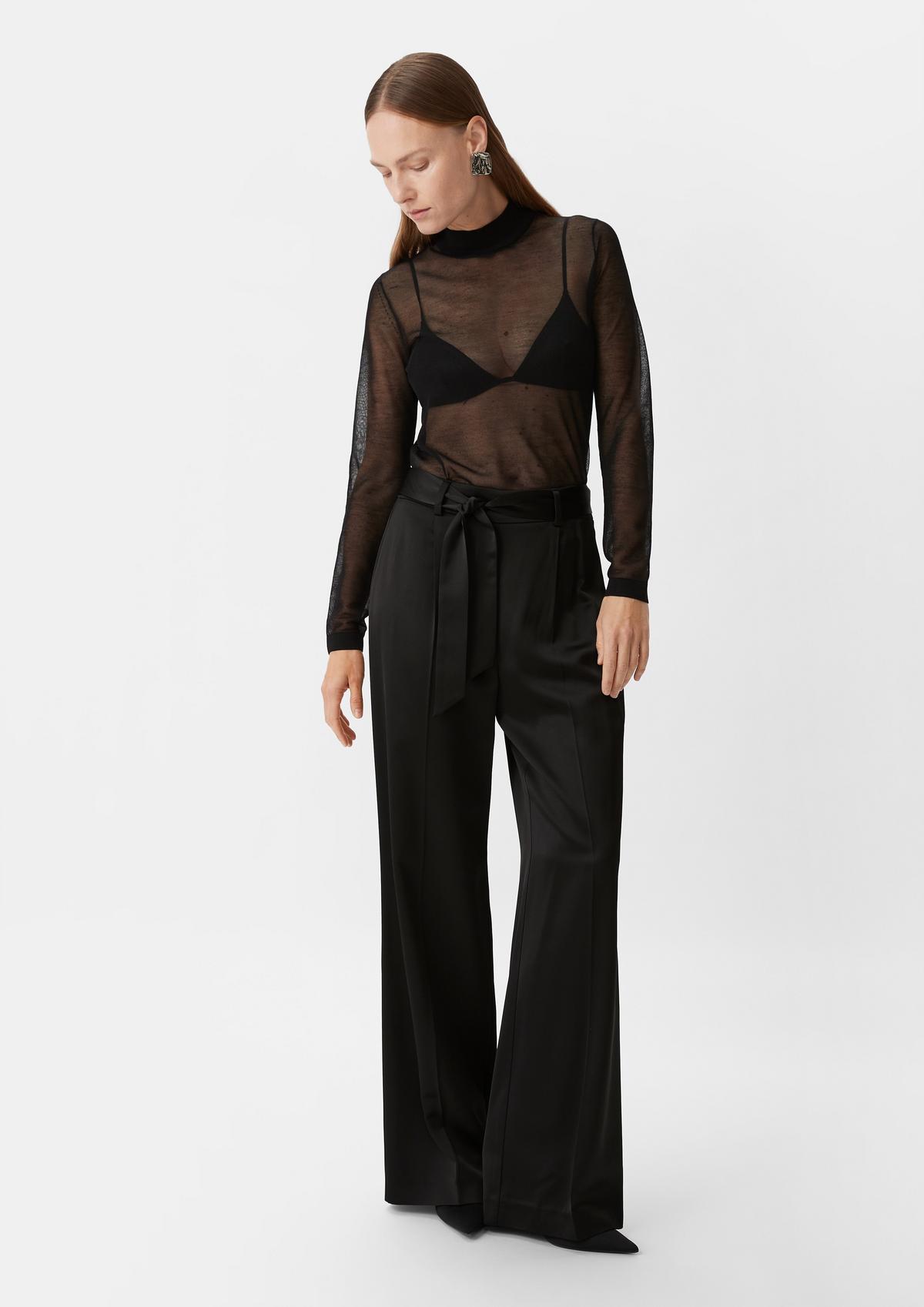 Relaxed fit: Marlene trousers in satin - black | Comma