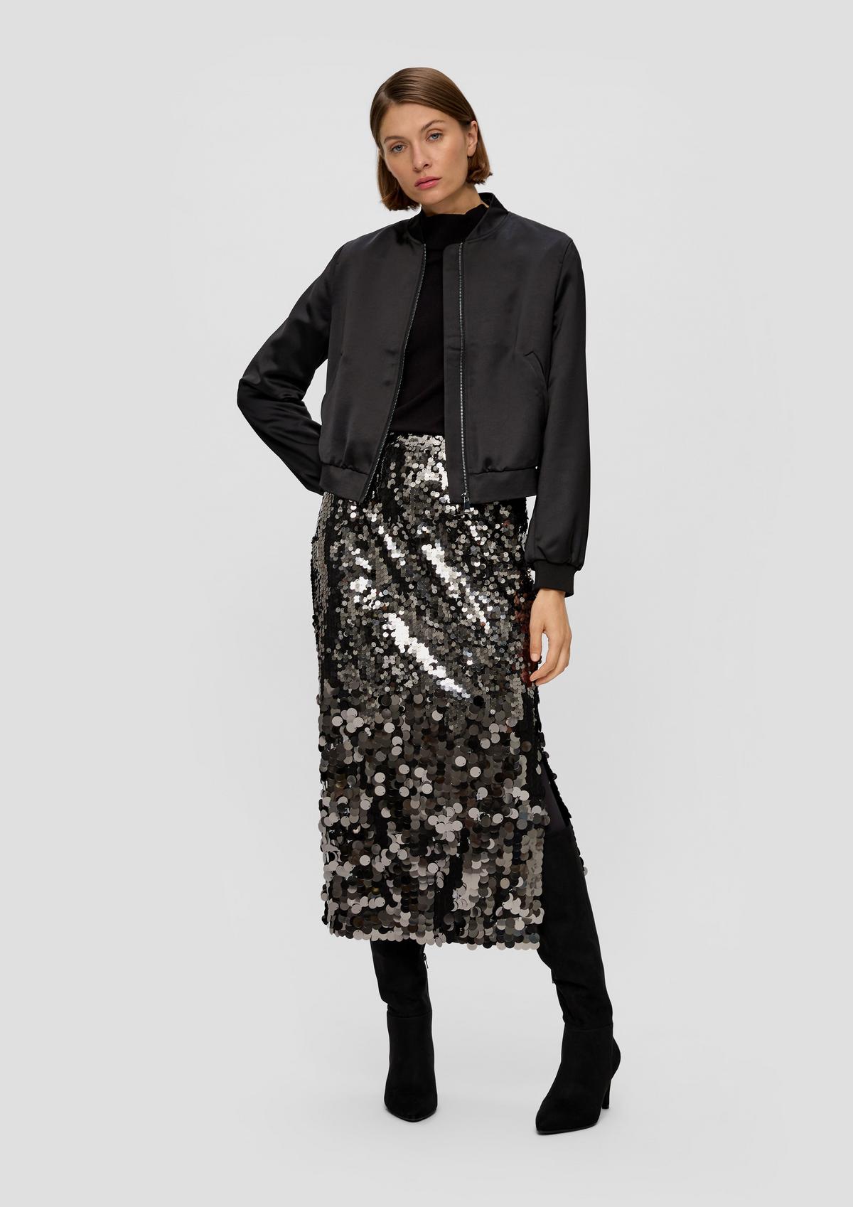 s.Oliver Sequinned skirt with a slit
