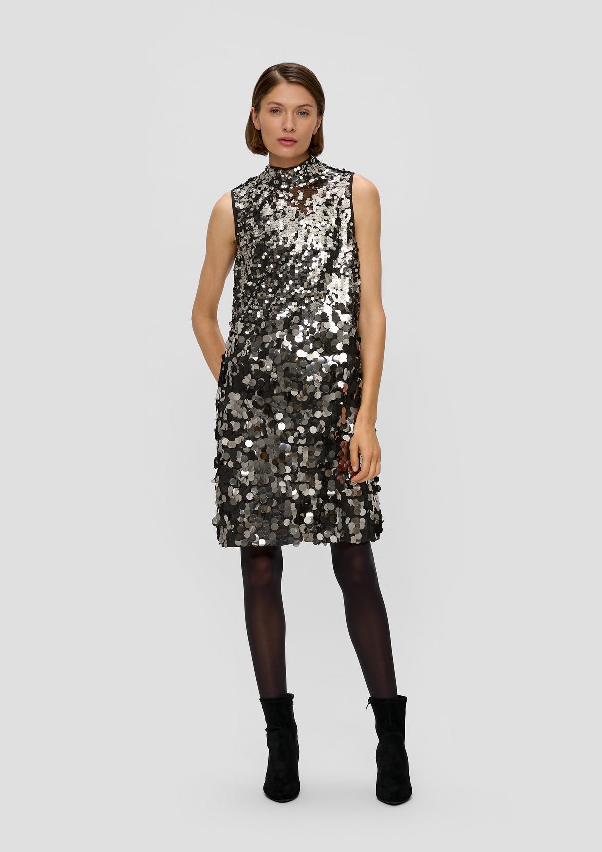 s.Oliver Mesh-Kleid mit Pailletten-Besatz