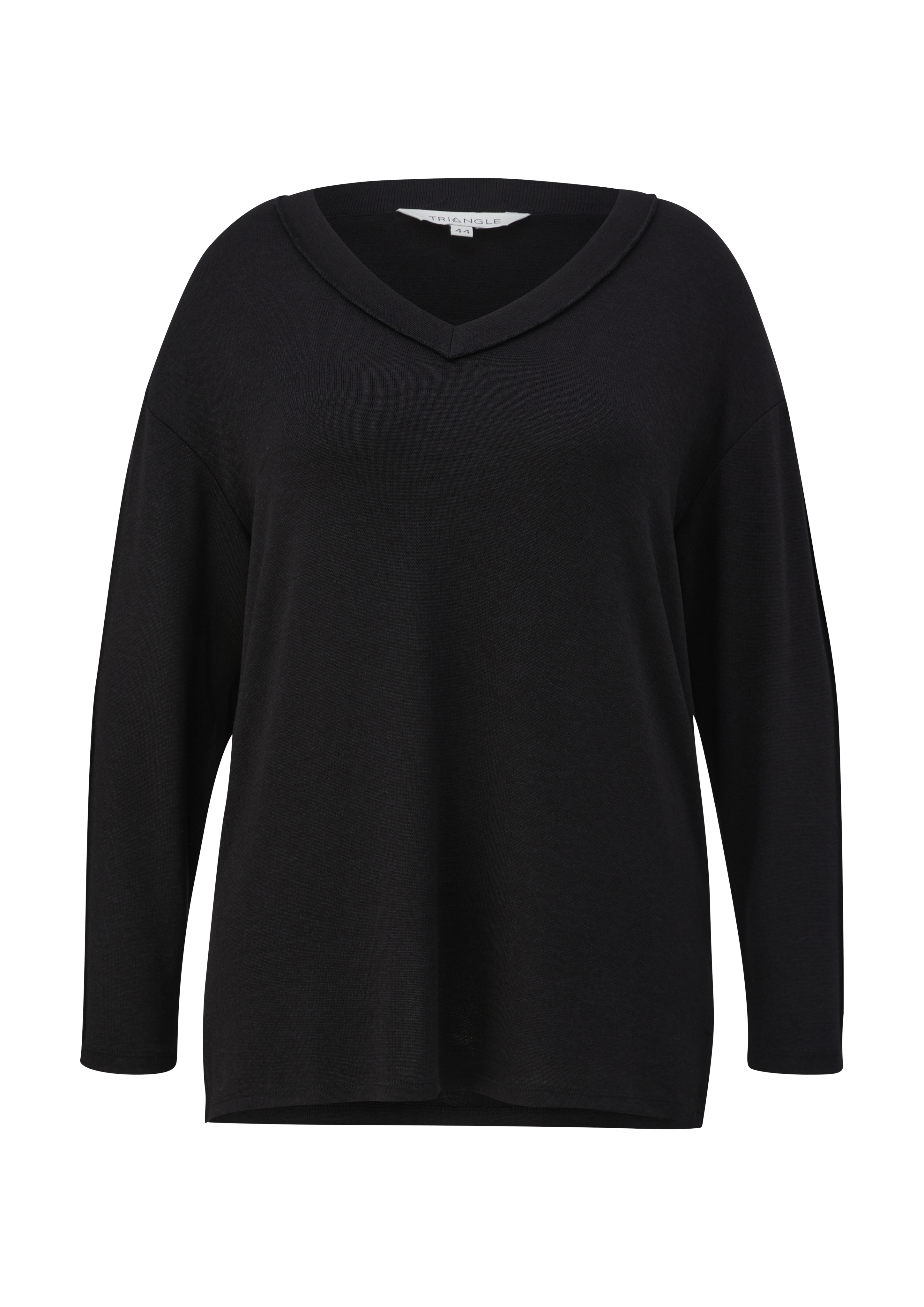 s.Oliver - Longsleeve in Strick-Optik, Damen, schwarz