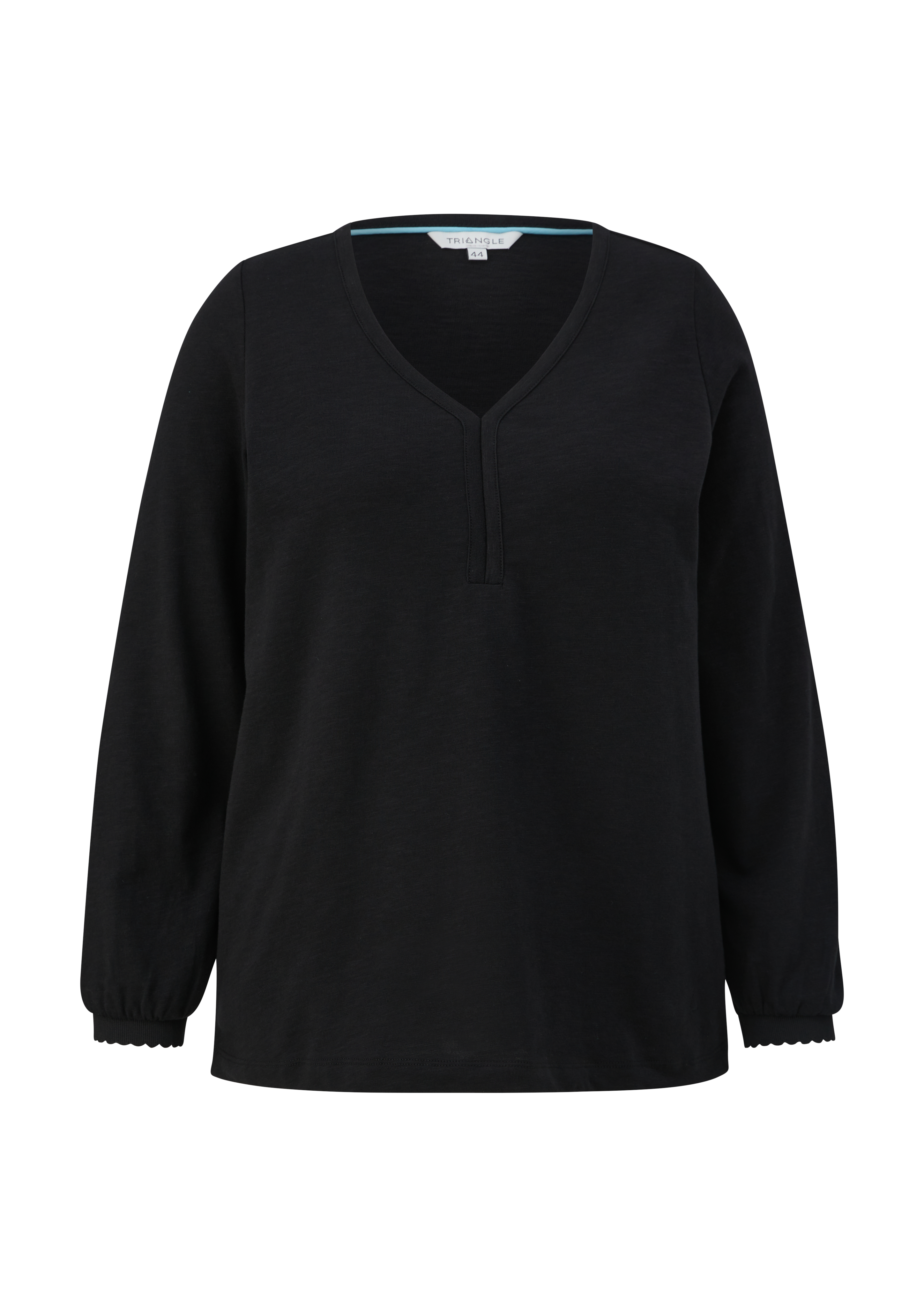 s.Oliver - Longsleeve mit Flammgarnstruktur, Damen, schwarz