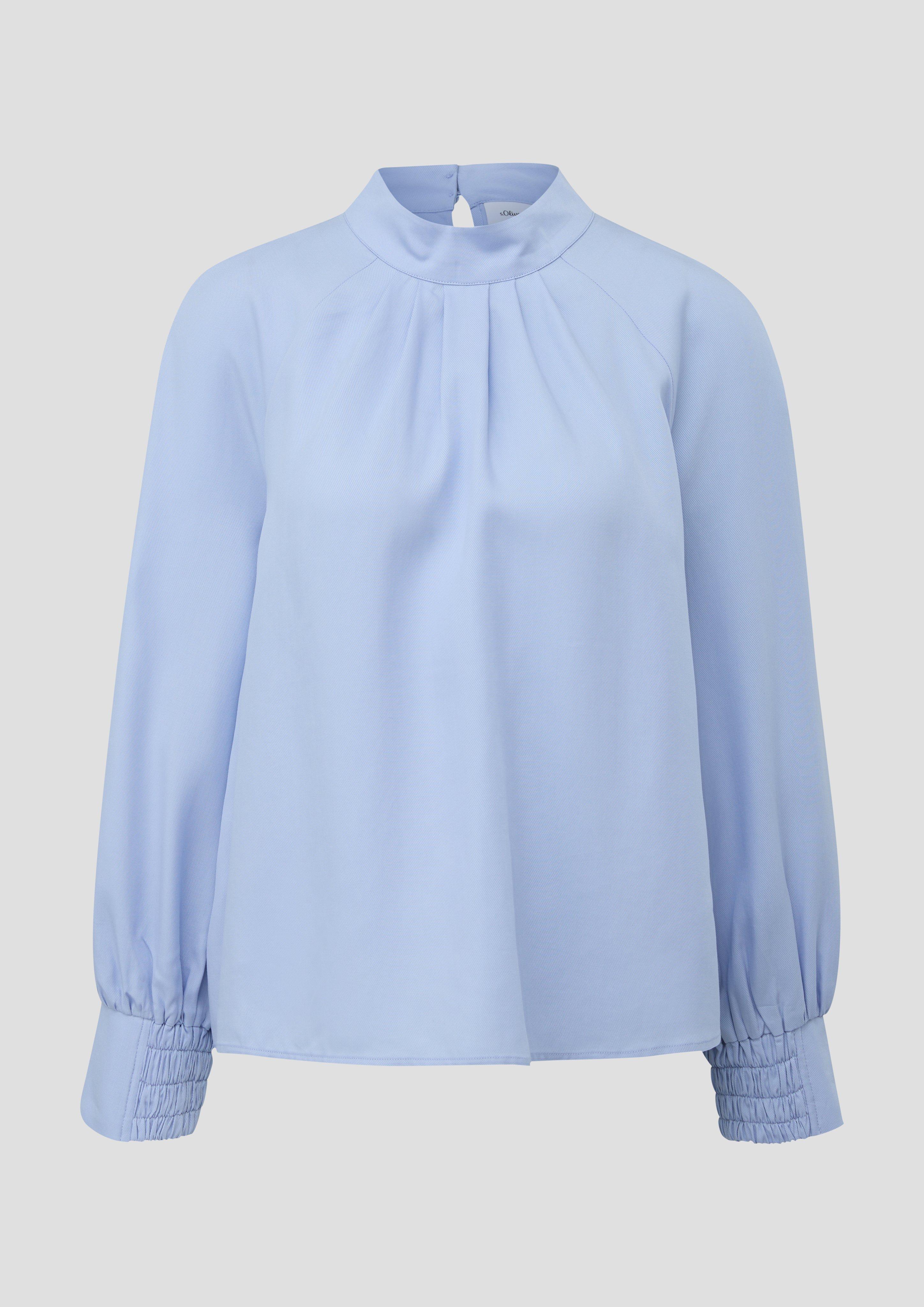 s.Oliver - Hochgeschlossene Bluse aus Lyocell, Damen, blau