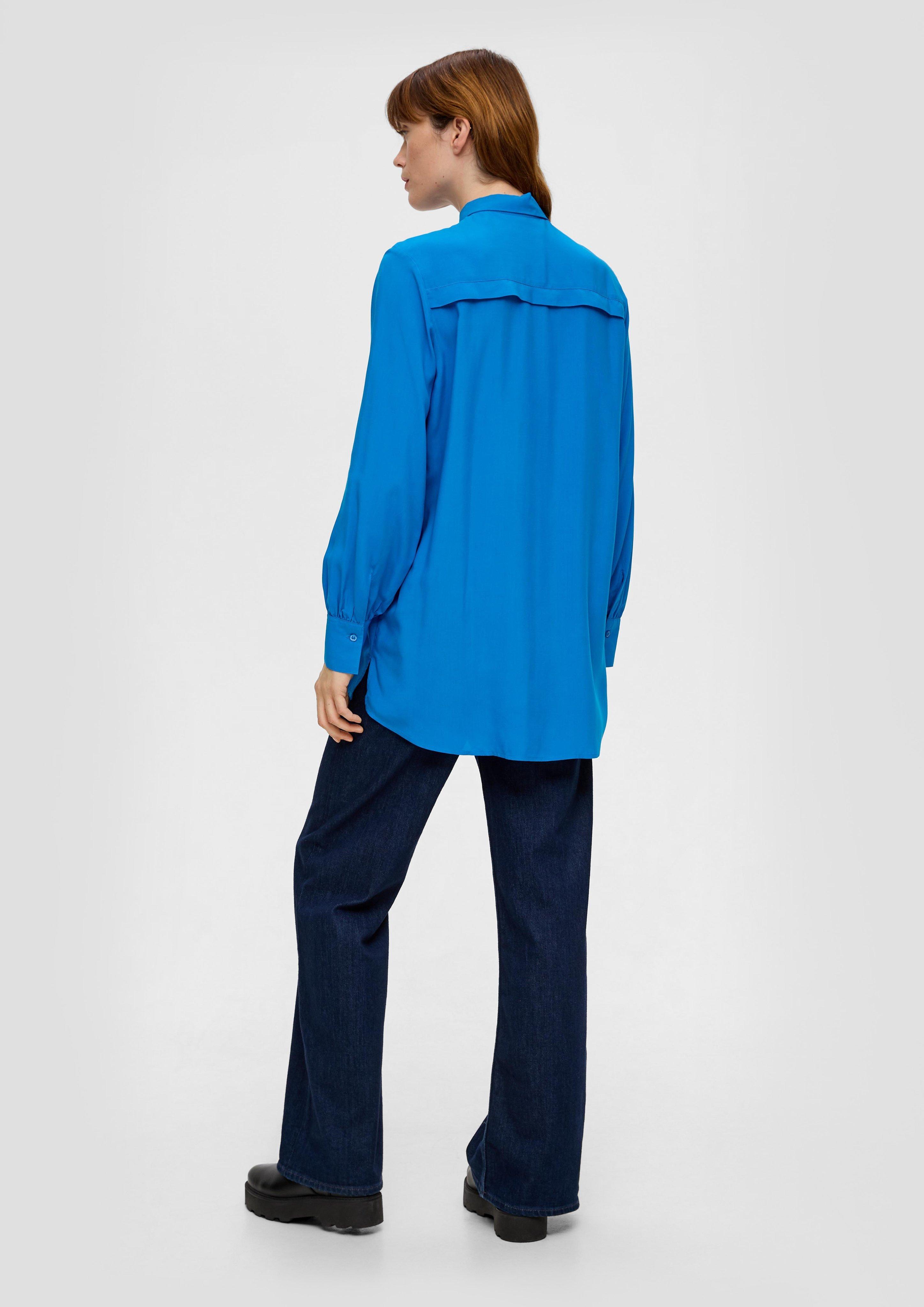 Elegant blue pleating long sleeves top 5528 Elegant blue pleating long sleeves top 5528