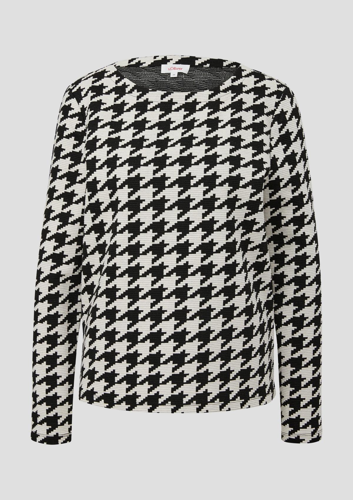 Sweatshirt mit Hahnentritt-Muster - schwarz