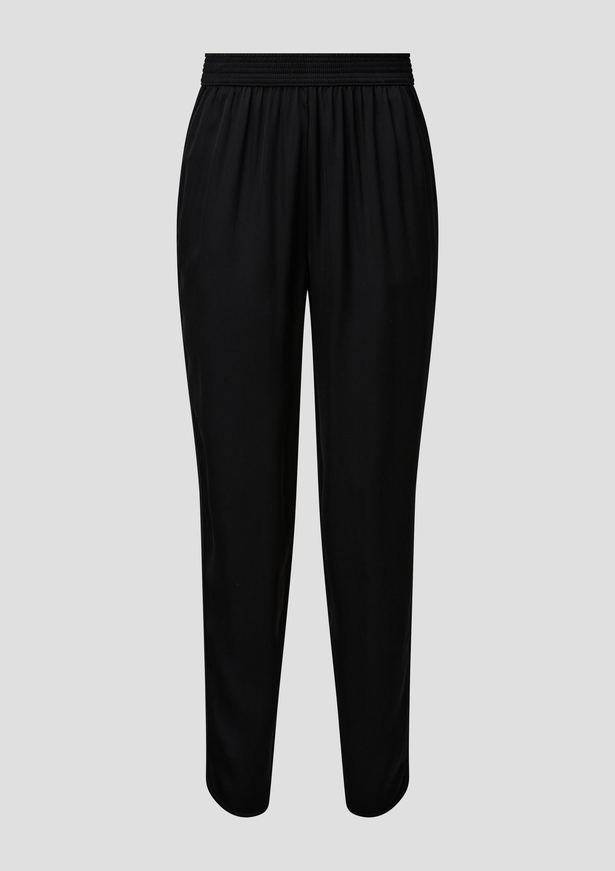 Regular fit: satin trousers made of pure viscose - black