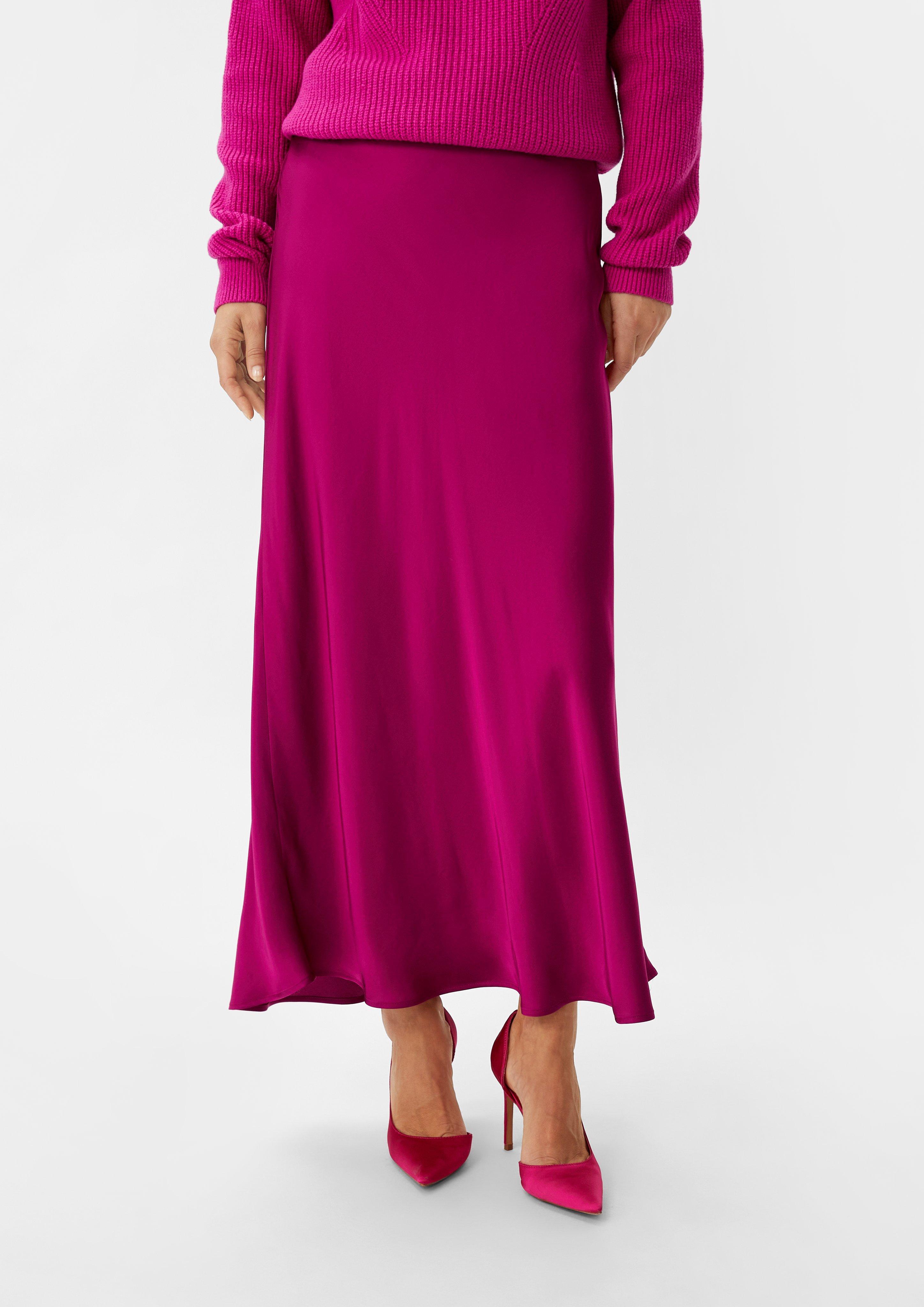 Satinrock aus reiner Viskose - pink | Comma