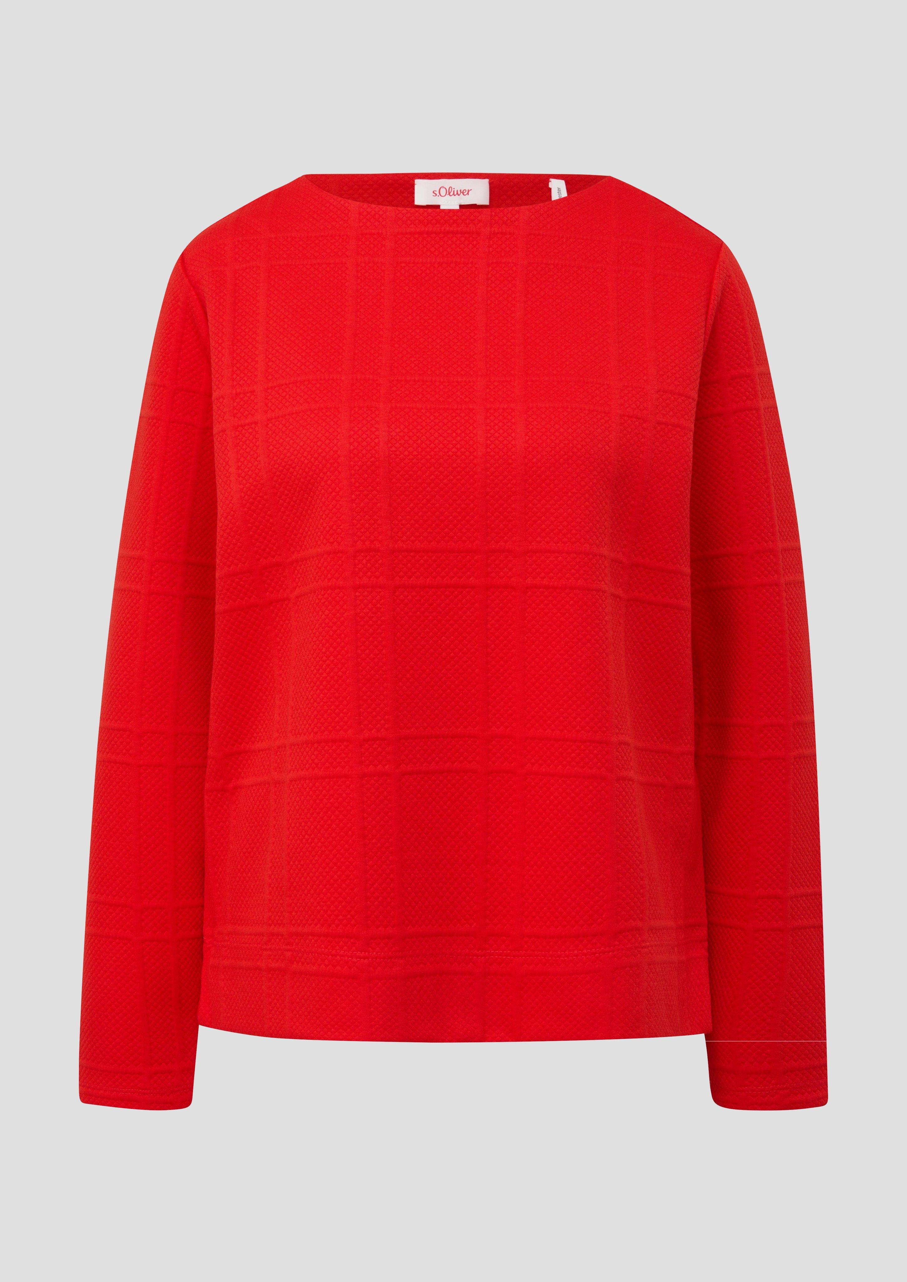 s.Oliver - Sweatshirt mit Musterstruktur, Damen, rot