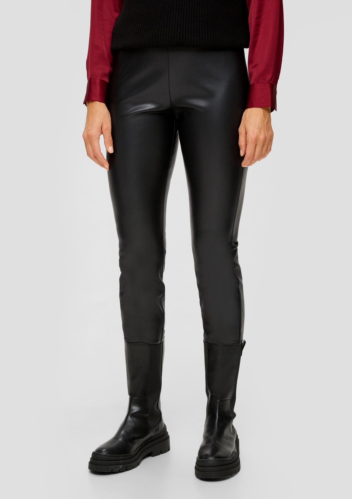 leggings leather black slim faux fit: - Extra