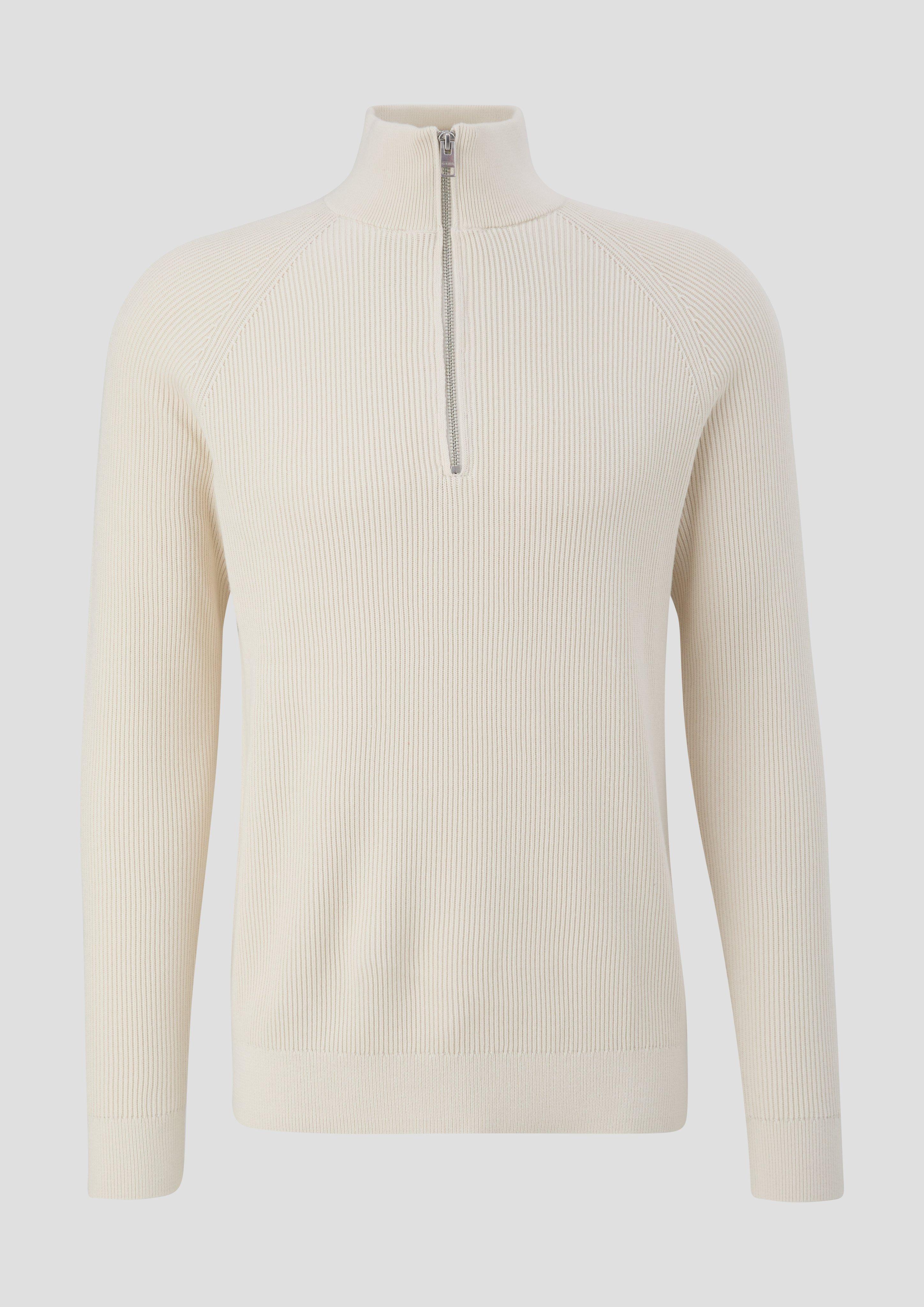 s.Oliver - Strickpullover mit Stehkragen, Herren, creme