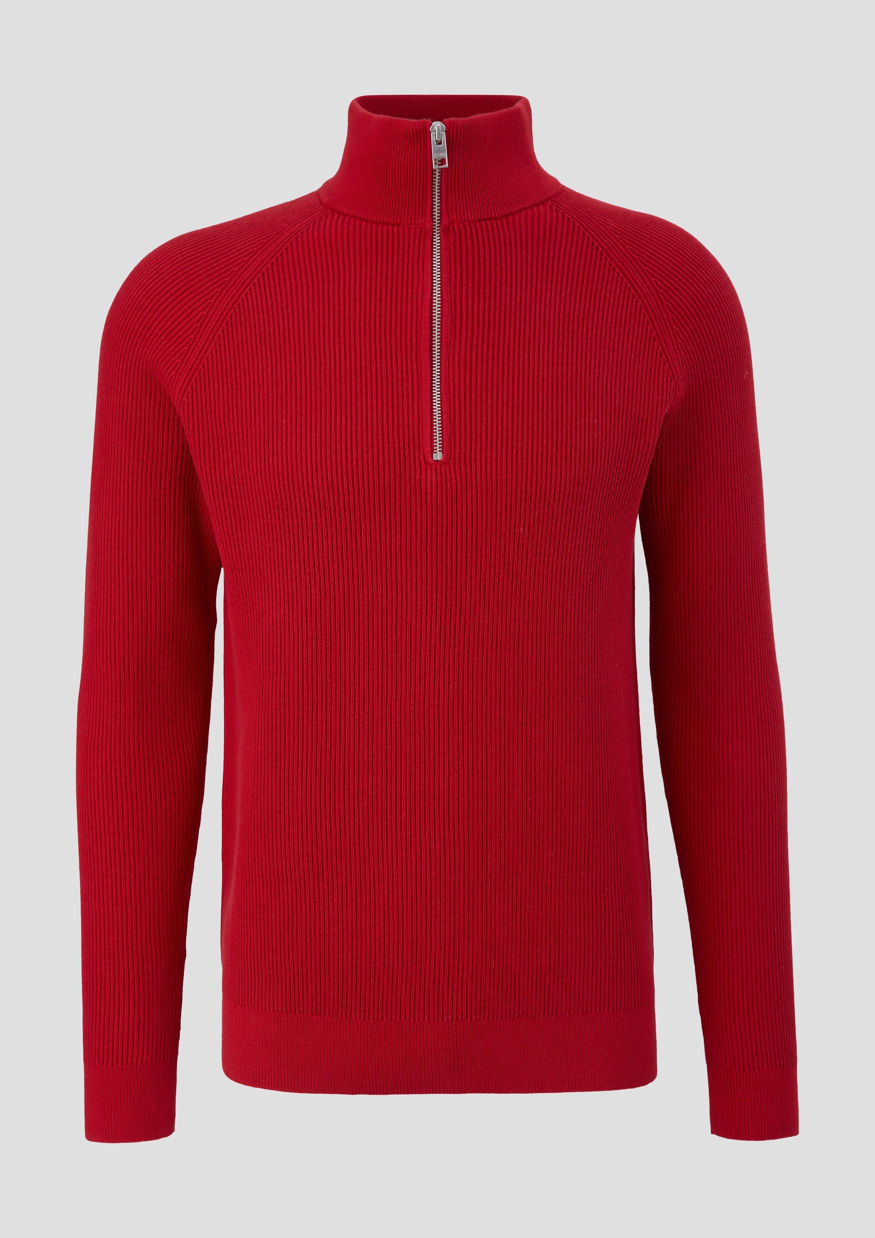 s.Oliver - Strickpullover mit Stehkragen, Herren, rot