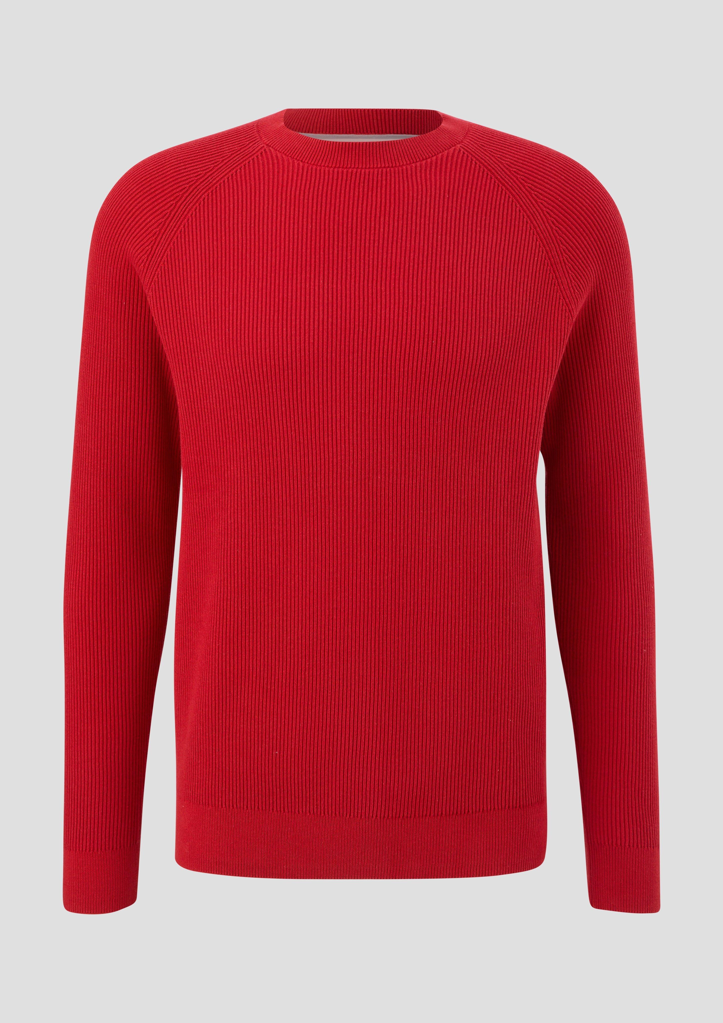 s.Oliver - Strickpullover mit Rippstruktur, Herren, rot