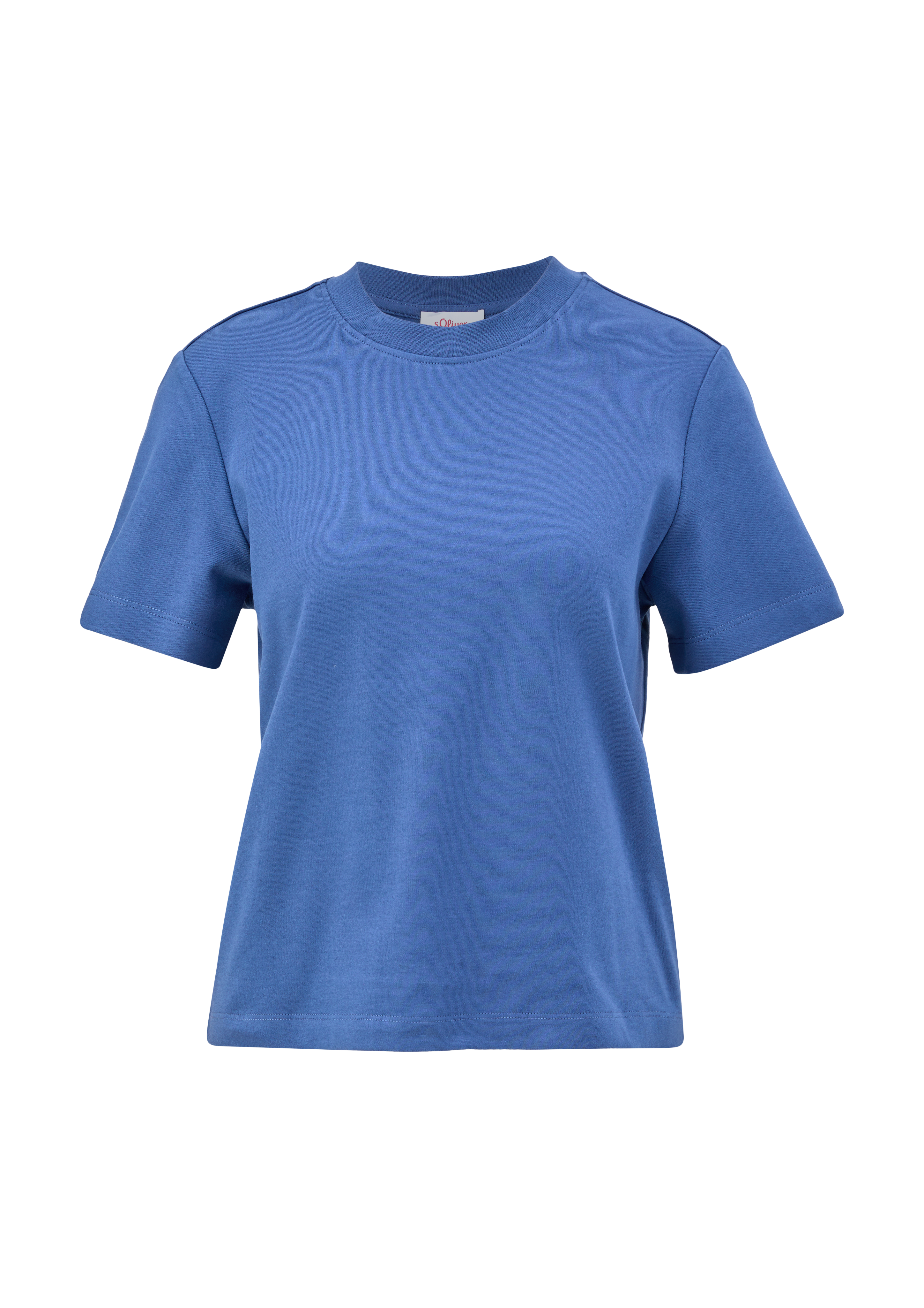 s.Oliver - Baumwoll-Shirt mit Logo-Stickerei im Nacken, Damen, blau