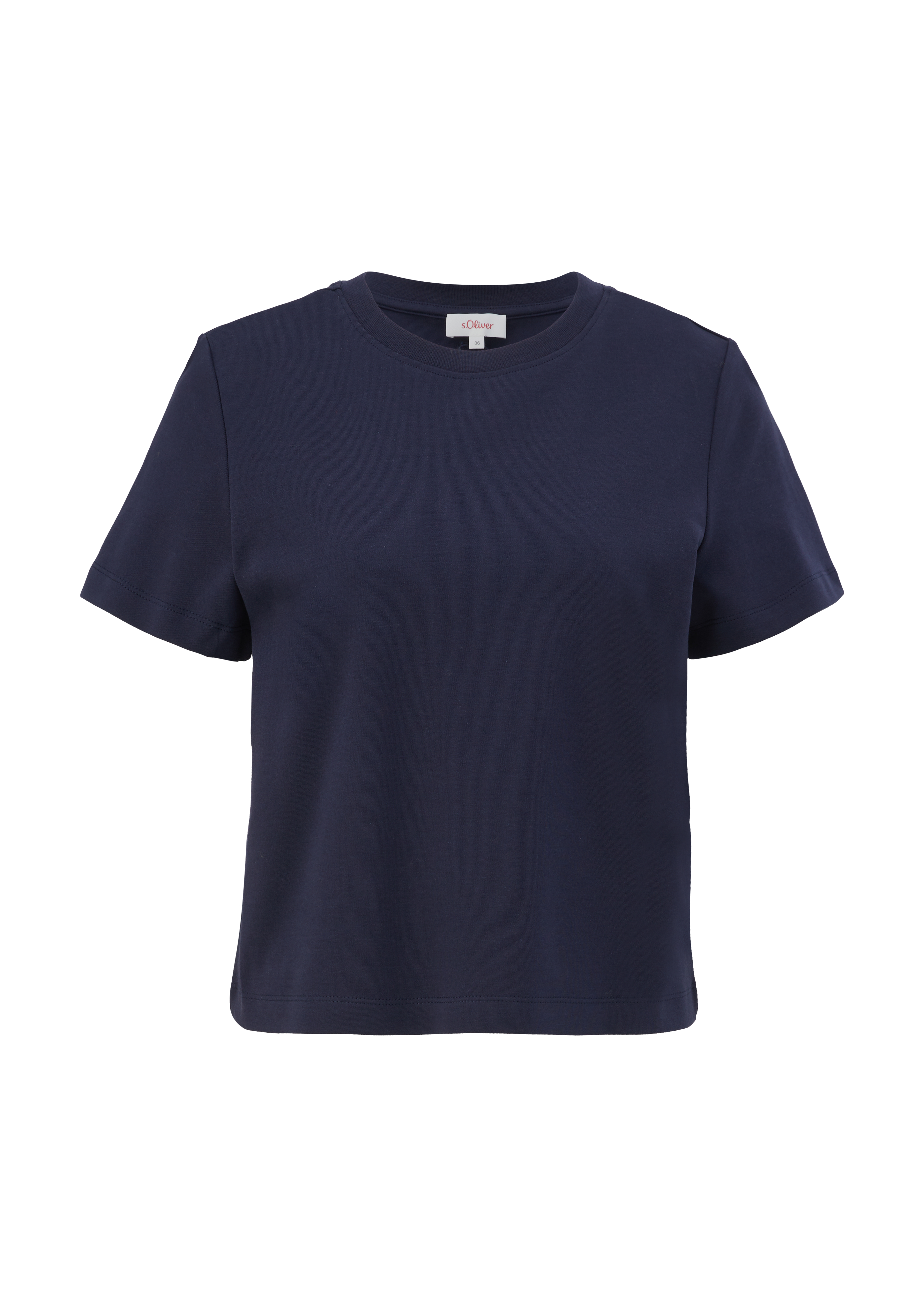 s.Oliver - Baumwoll-Shirt mit Logo-Stickerei im Nacken, Damen, blau