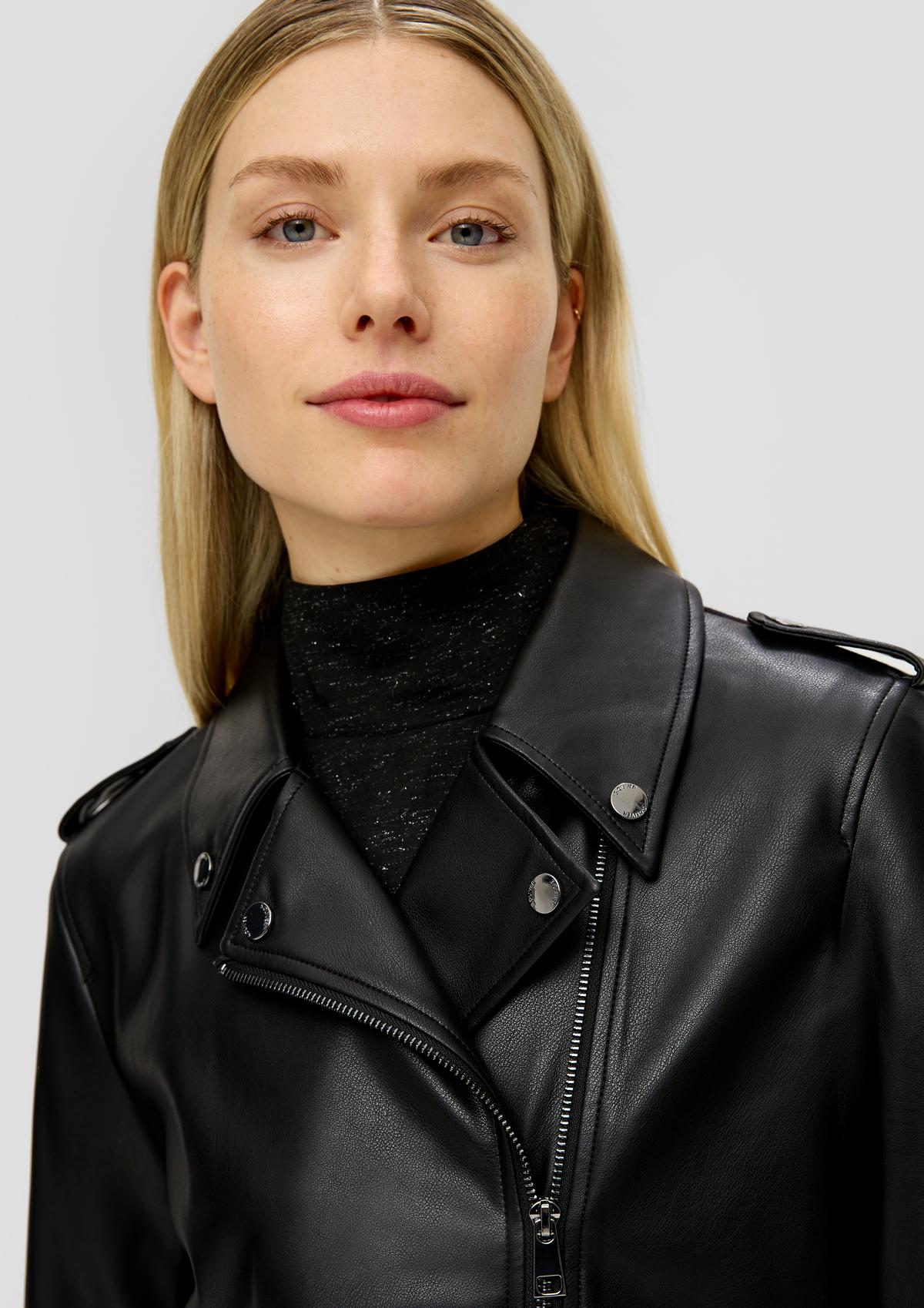 Faux leather jacket - black | s.Oliver