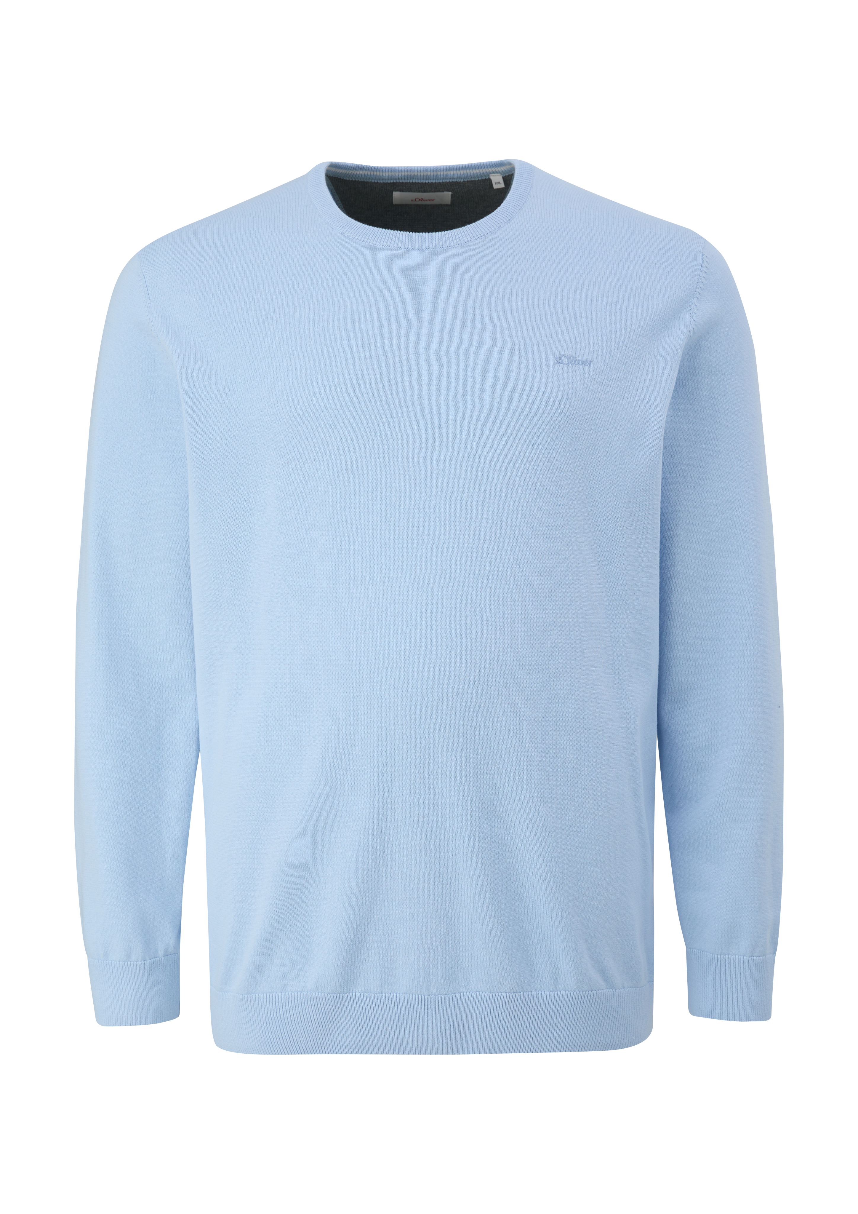 s.Oliver - Feinstrickpullover mit Logo-Detail, Herren, blau