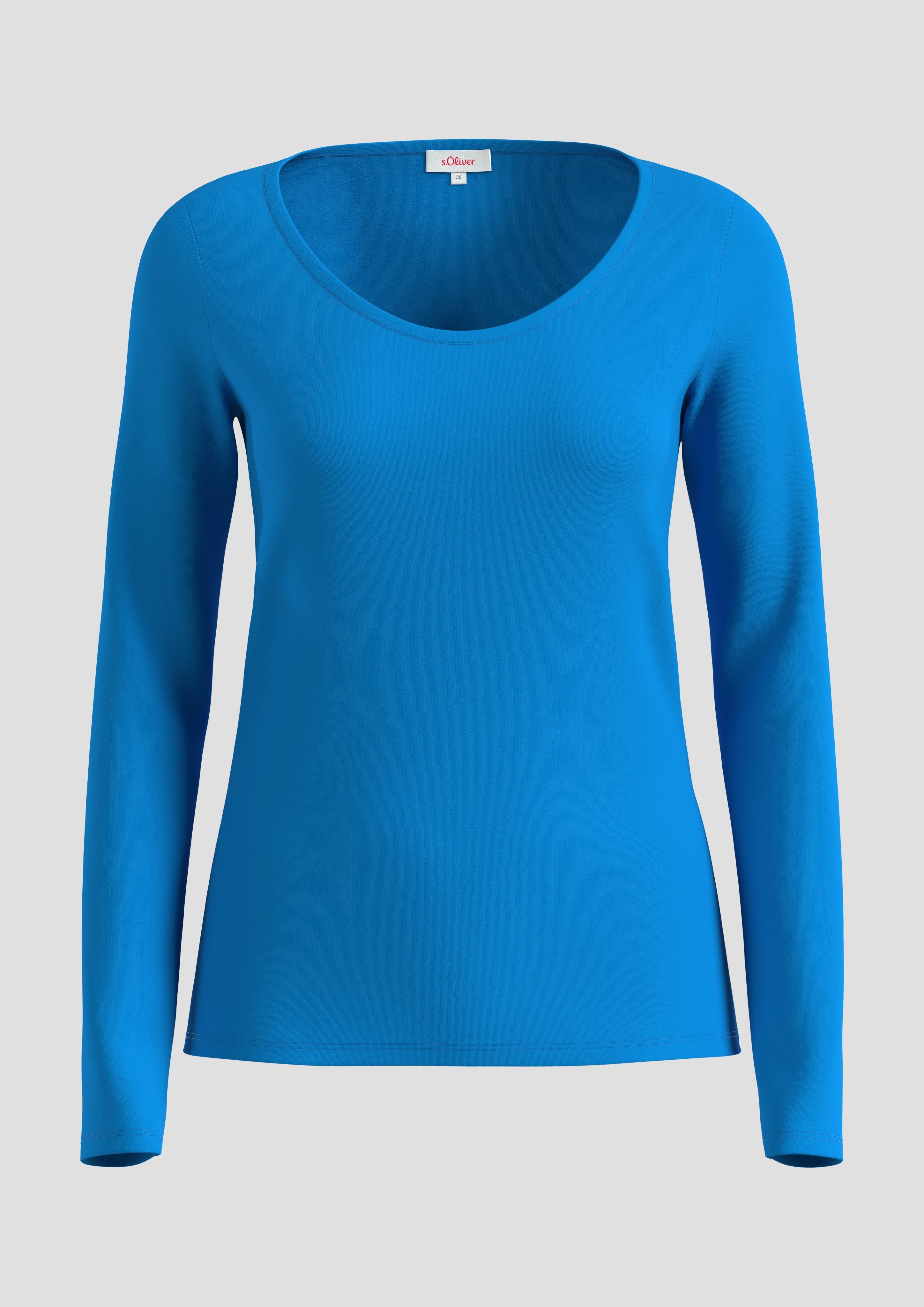 s.Oliver - Longsleeve aus Baumwolljersey, Damen, blau