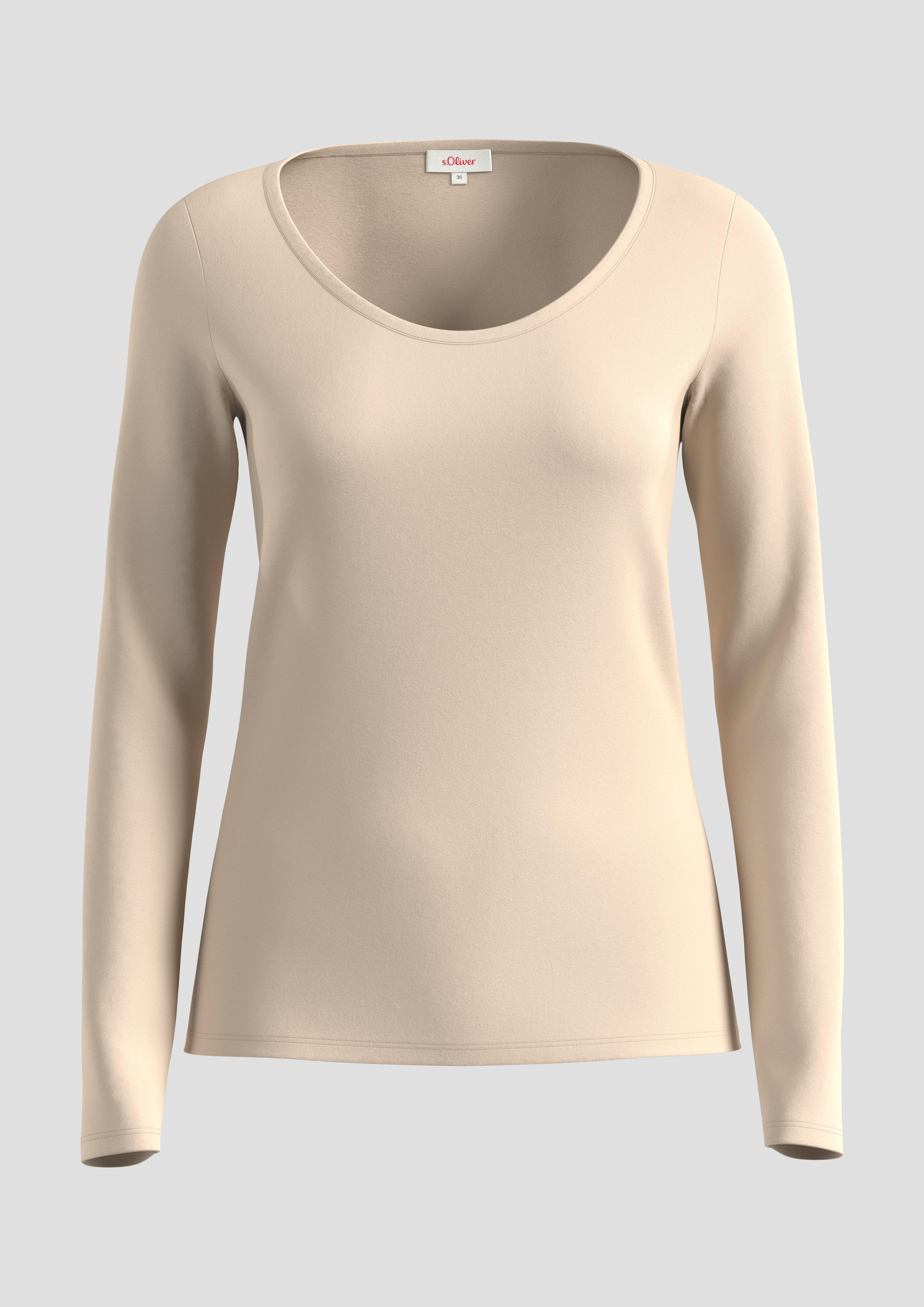 s.Oliver - Longsleeve aus Baumwolljersey, Damen, Beige