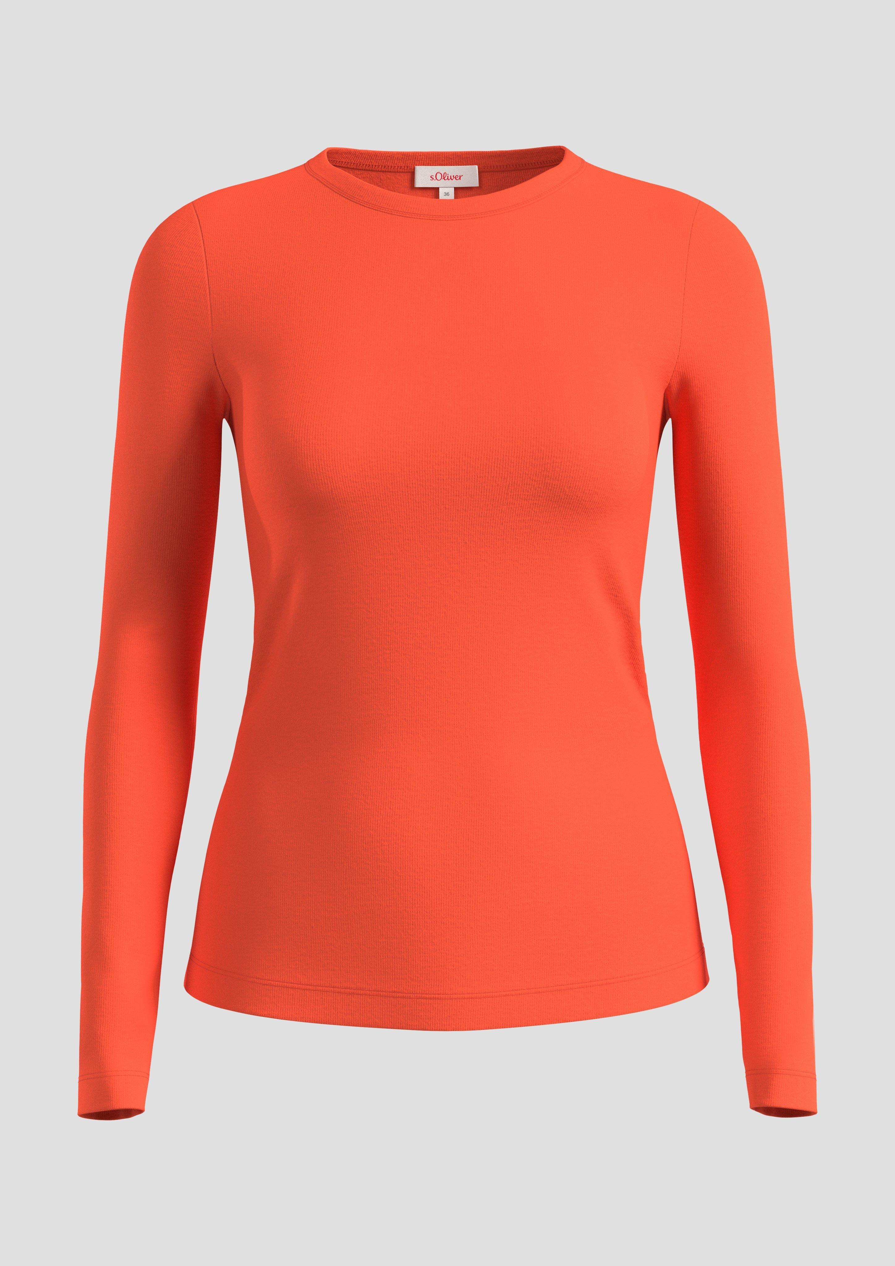 s.Oliver - Longsleeve aus reiner Baumwolle, Damen, Orange