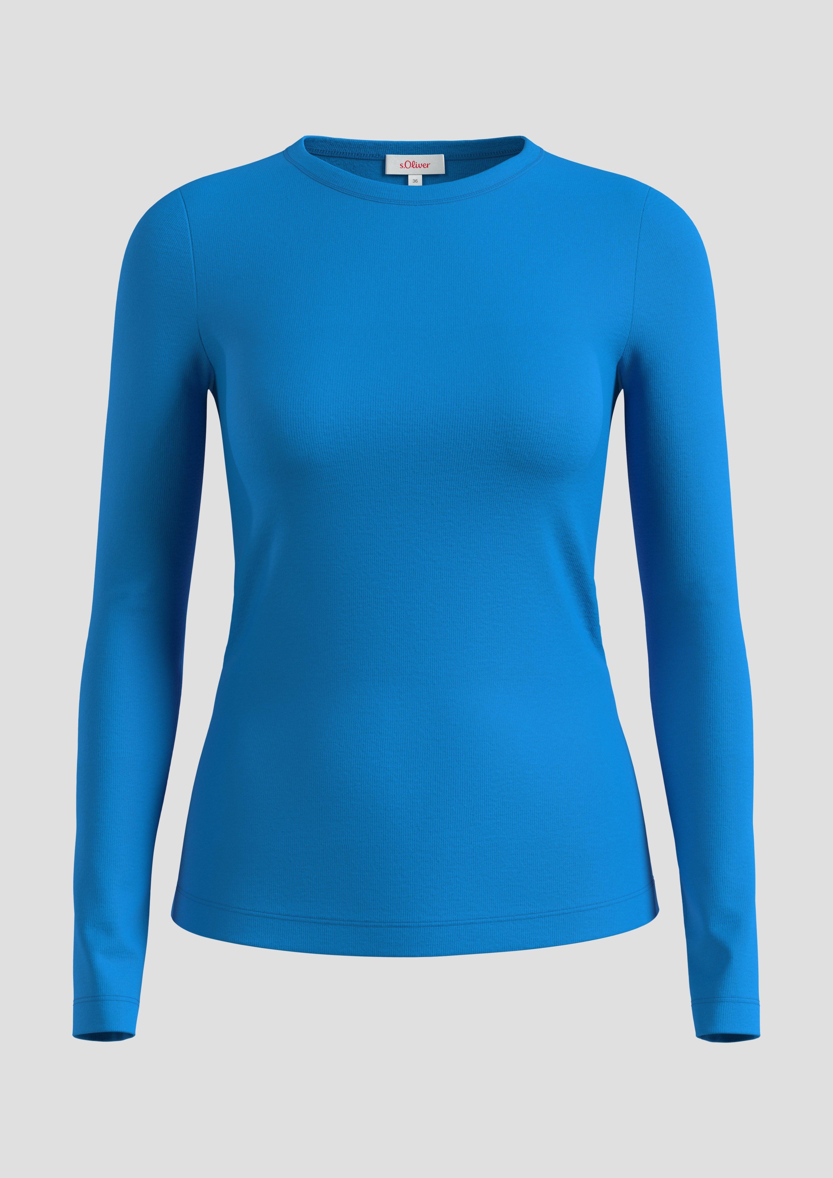 s.Oliver - Longsleeve aus reiner Baumwolle, Damen, blau