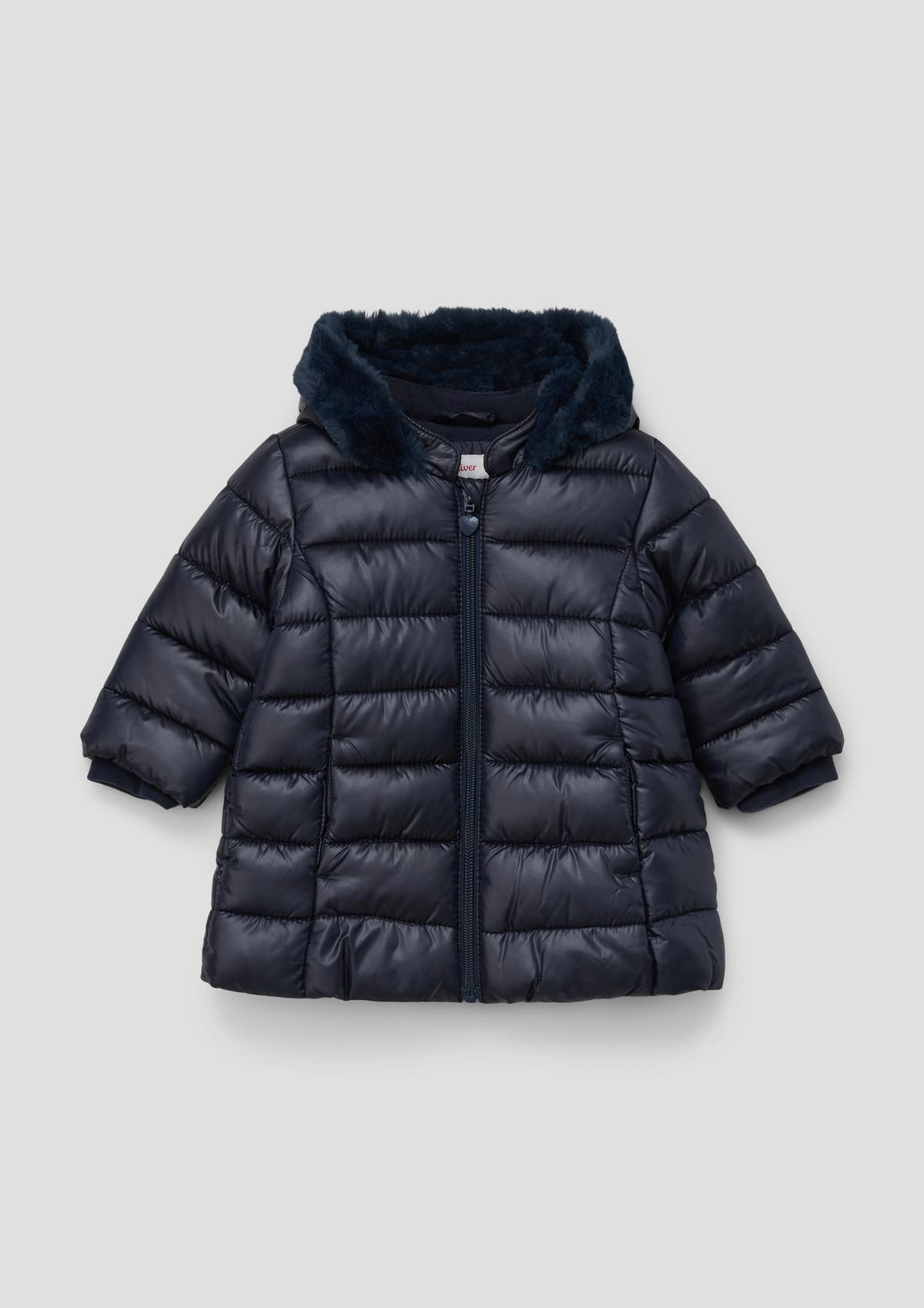 s.Oliver Quilted coat with a faux fur detail