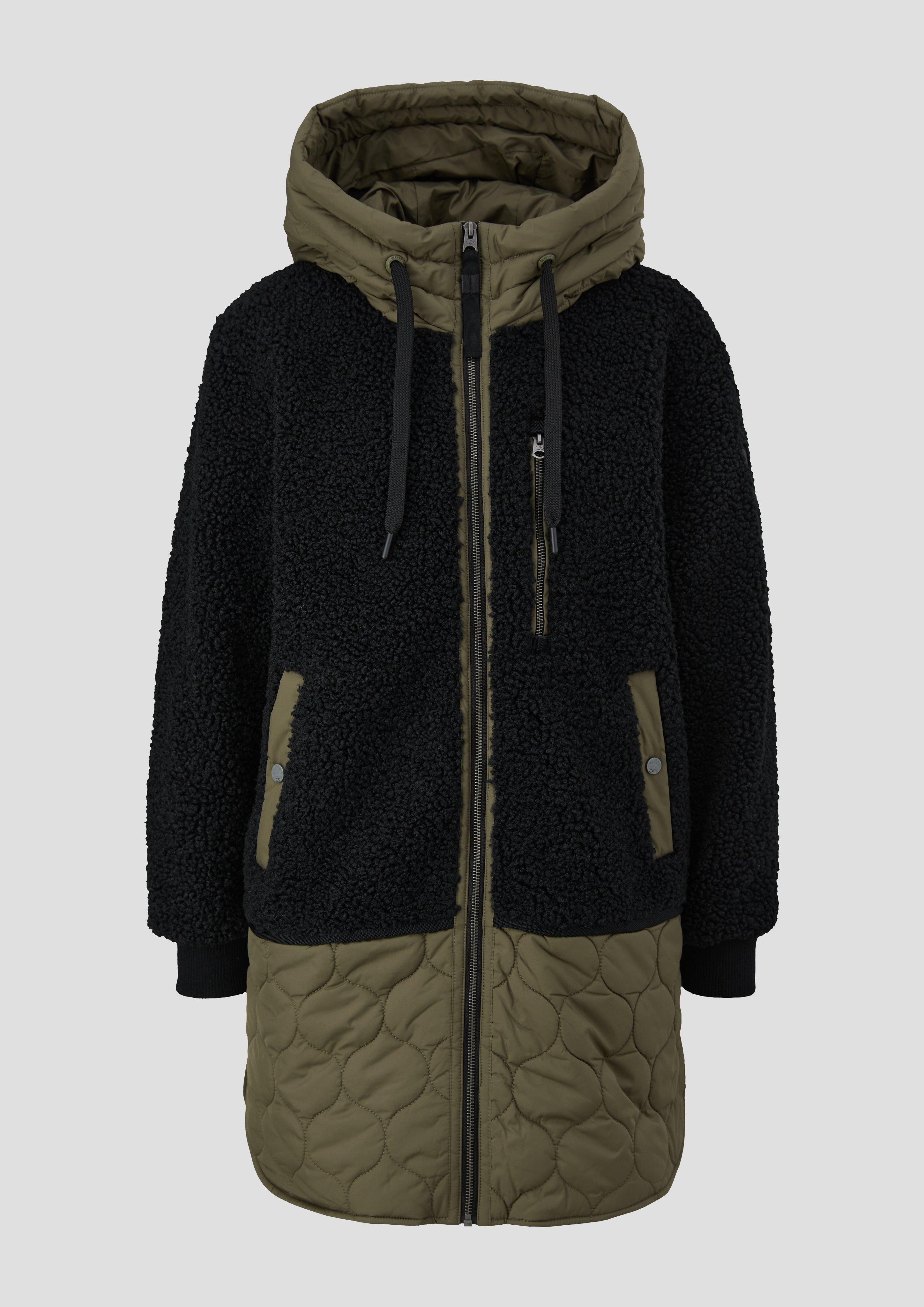 QS - Parka im Fabricmix, Damen, schwarz