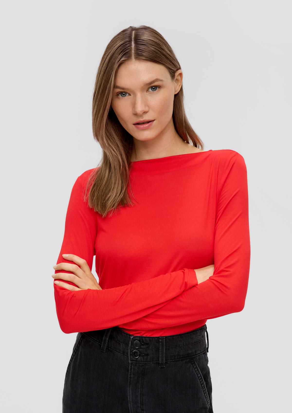 Long sleeve top with - ribbed a red texture