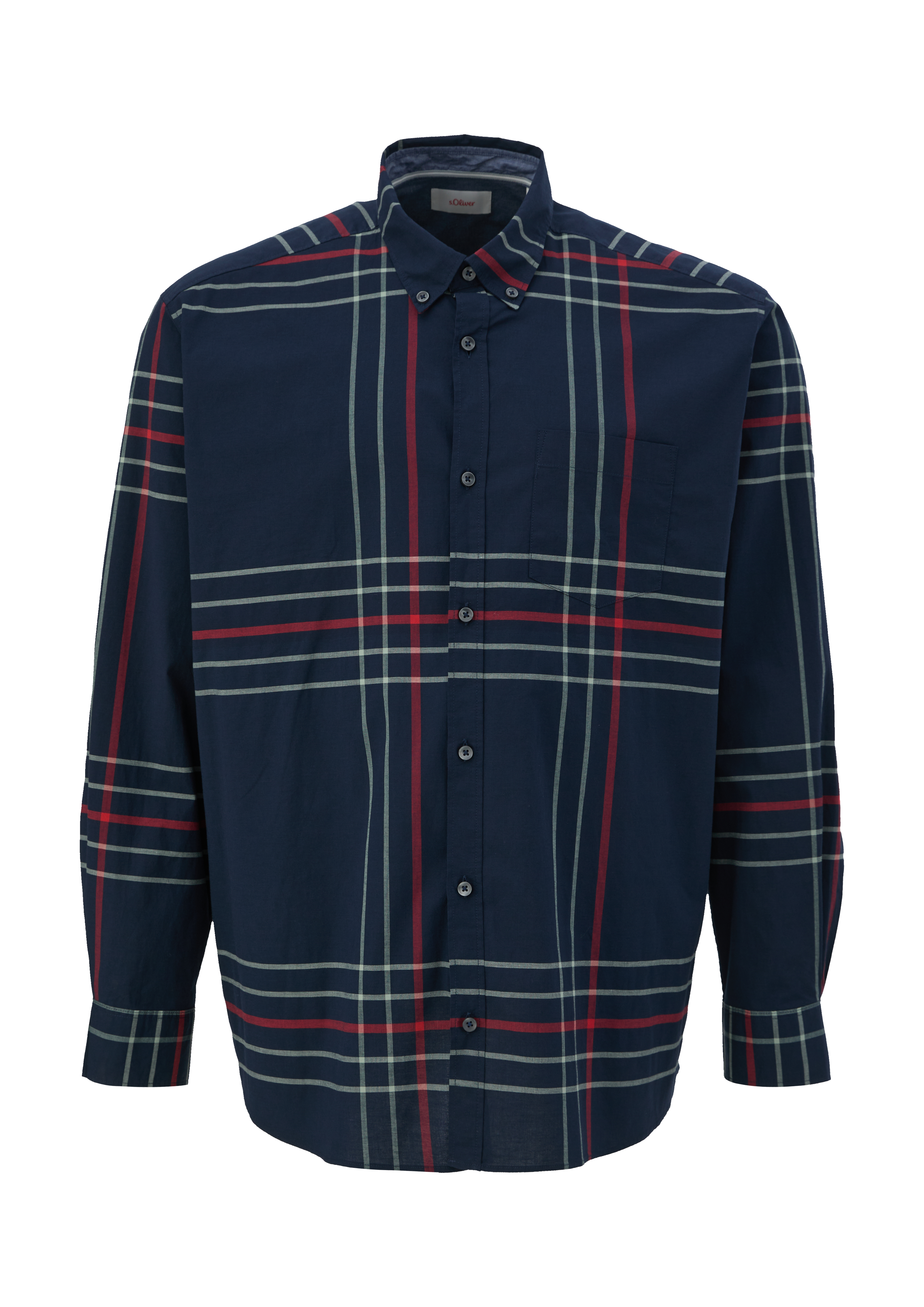 s.Oliver Slim: Karohemd aus Baumwollstretch