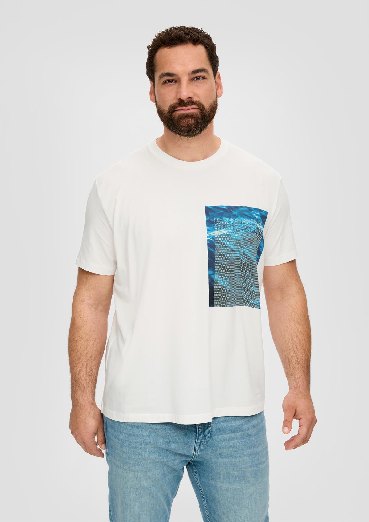 Printed T-shirt in stretch cotton - white | T-Shirts