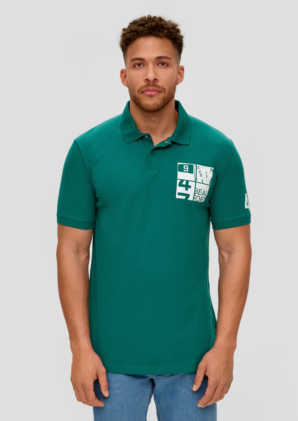 Polo shirt with a minimalist print - navy
