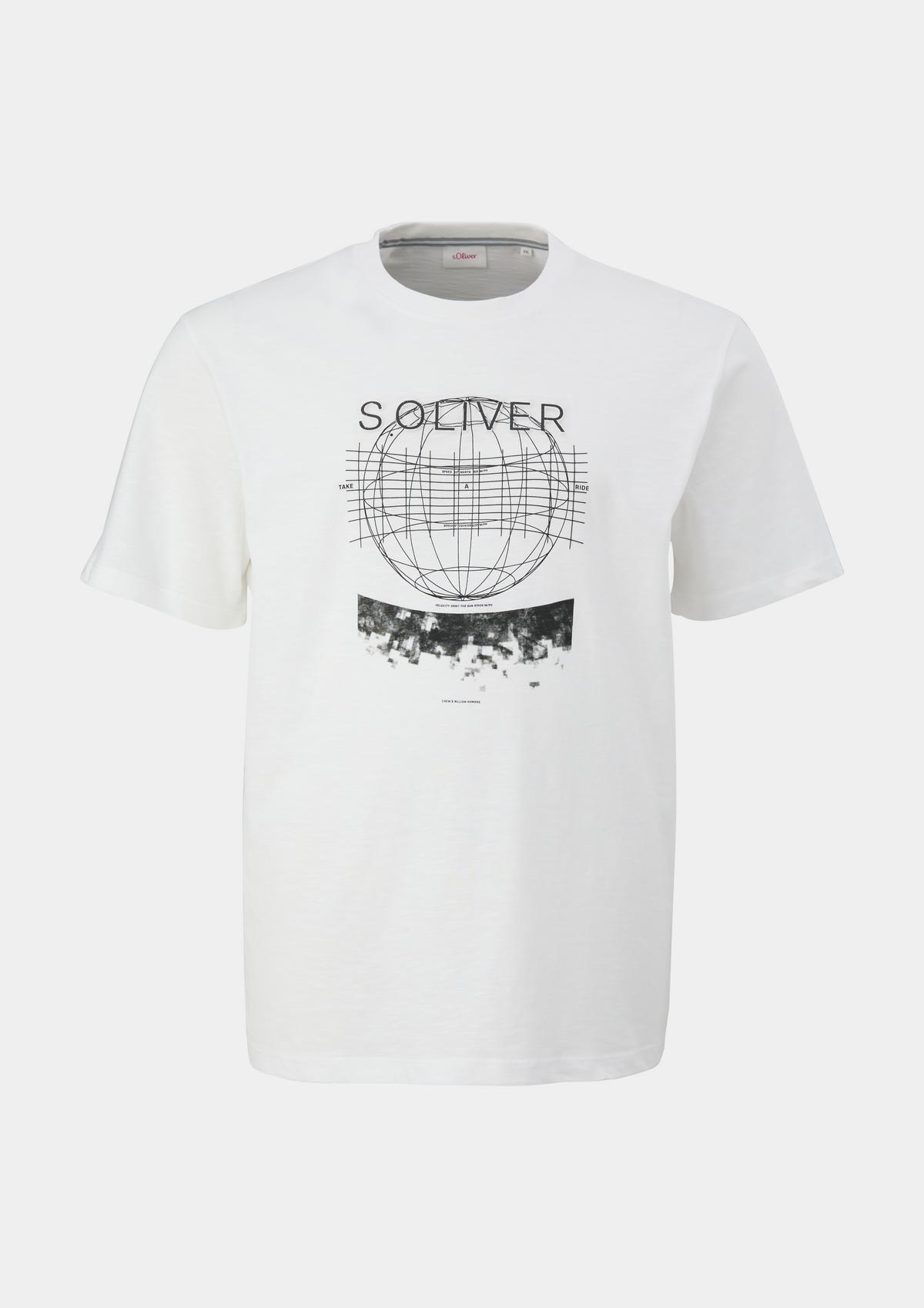 s.Oliver T-shirt en coton à la texture fil flammé