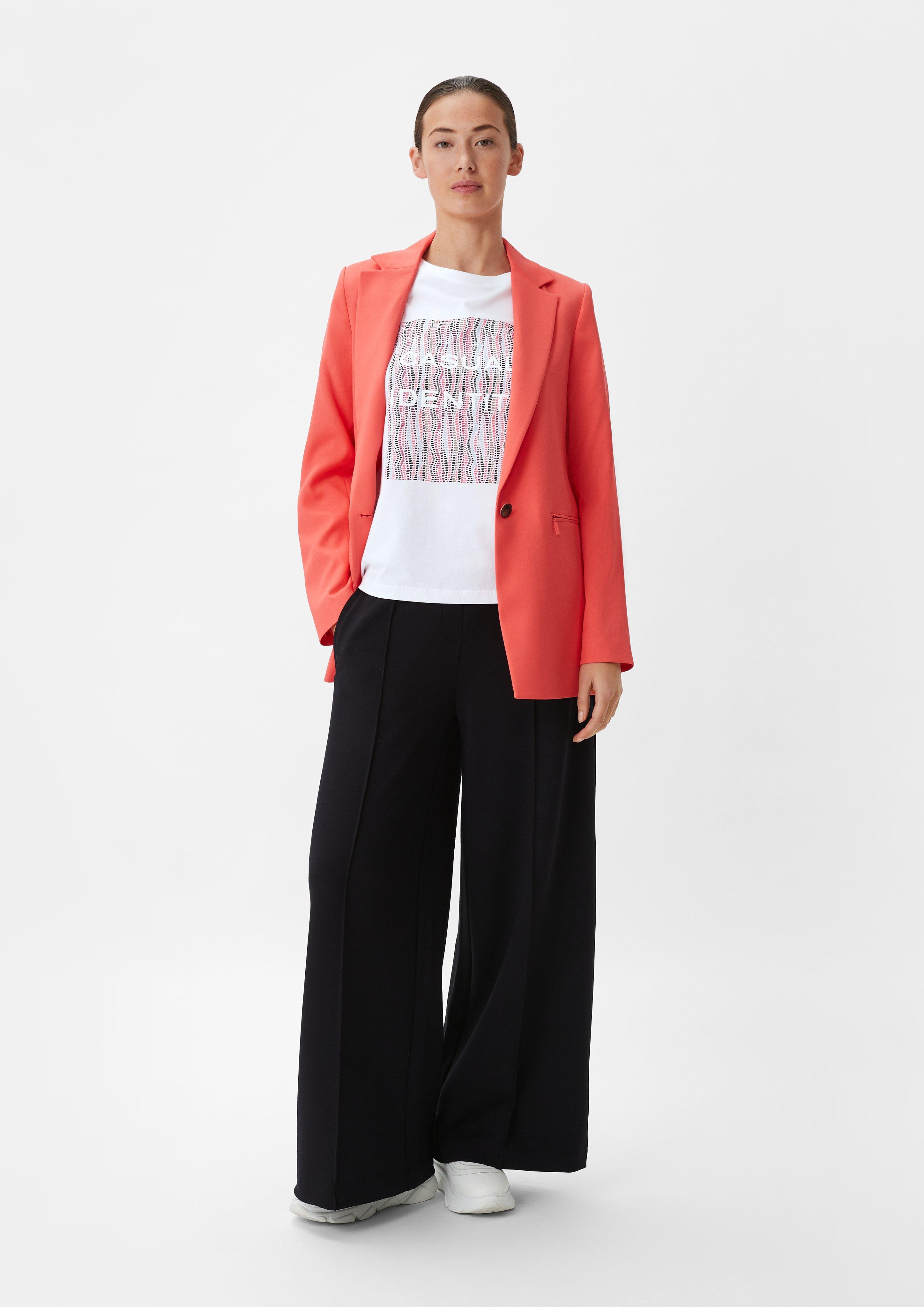 Baumwollshirt mit gummiertem Frontprint - weiß | Comma