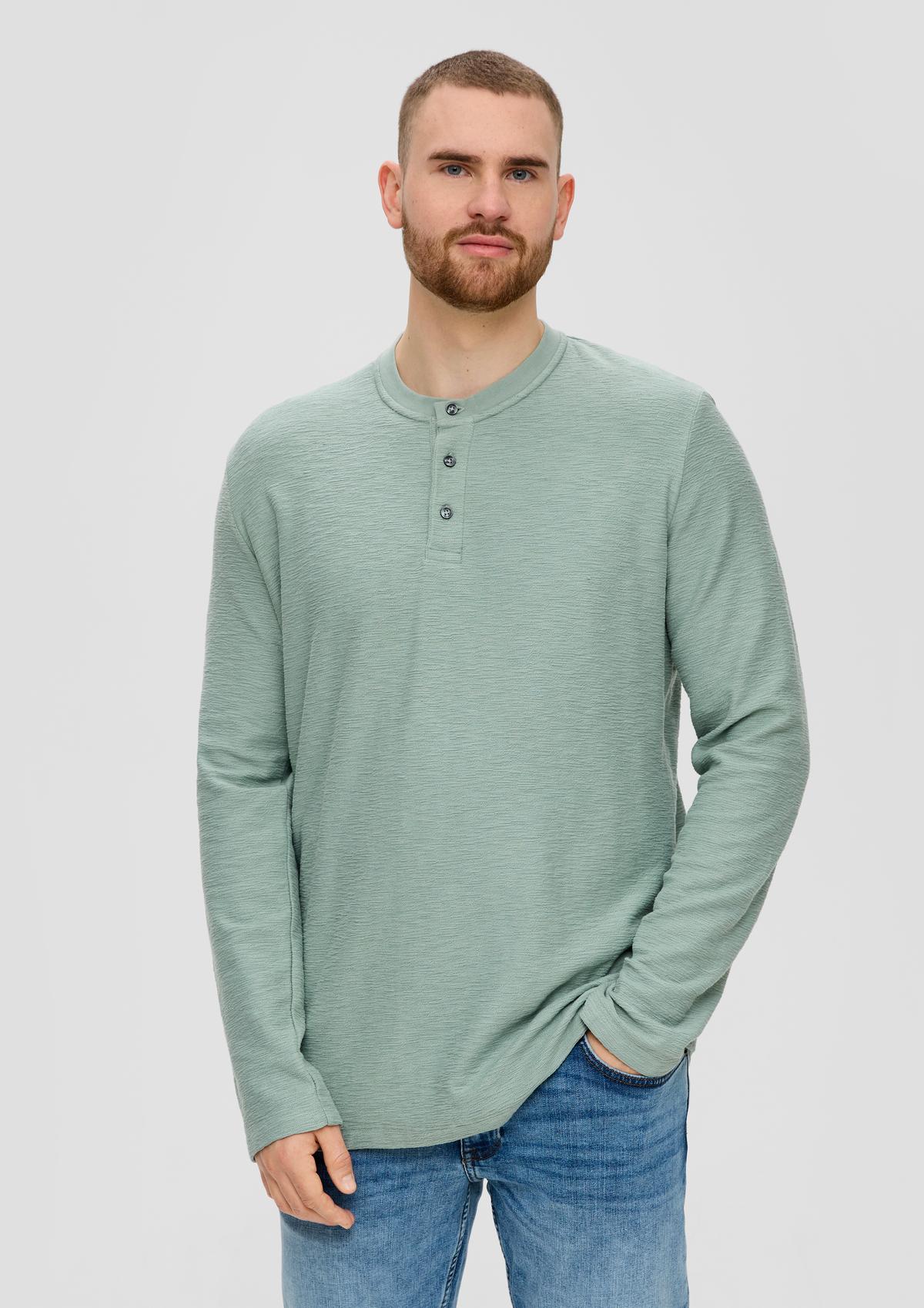 Long sleeve top rolled a sage with - green hem