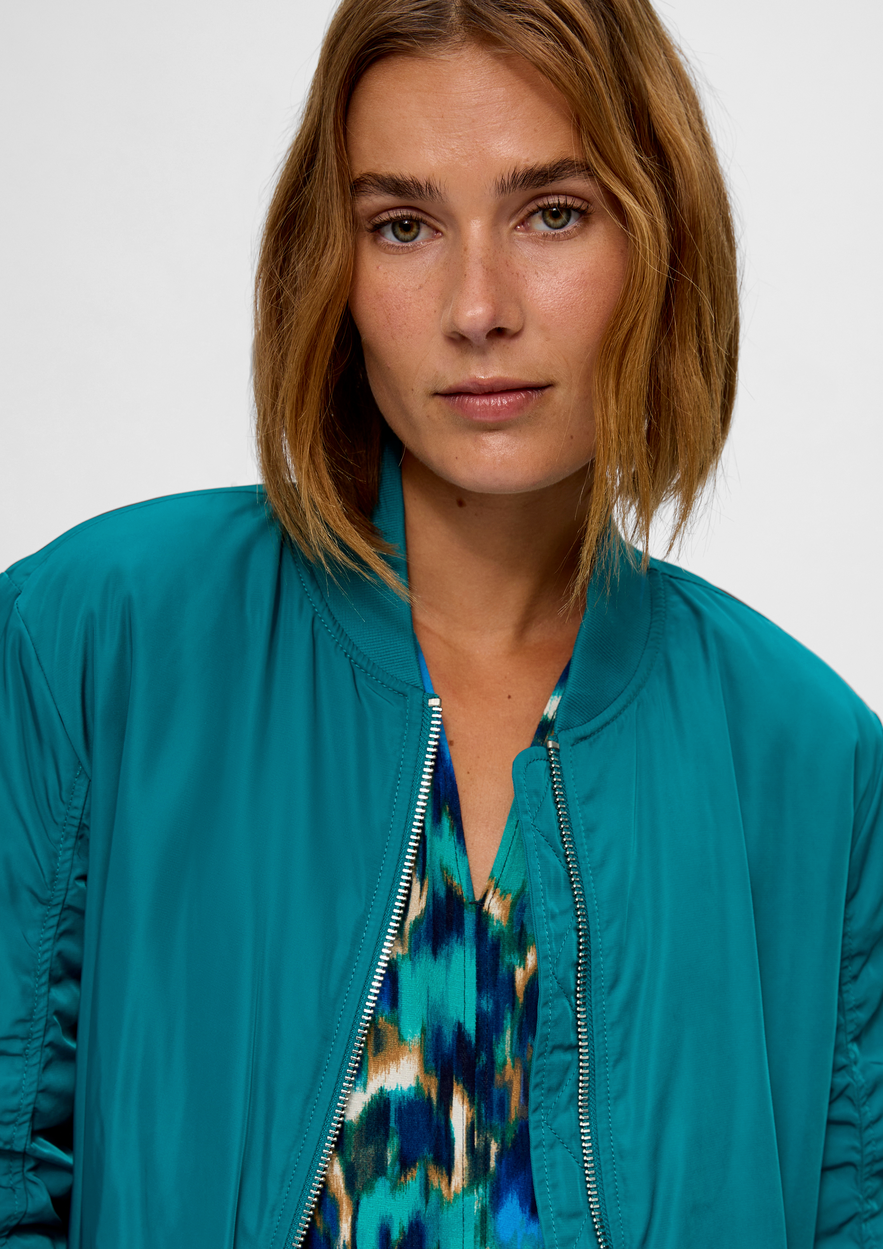 Padded bomber jacket with gathers petrol s.Oliver