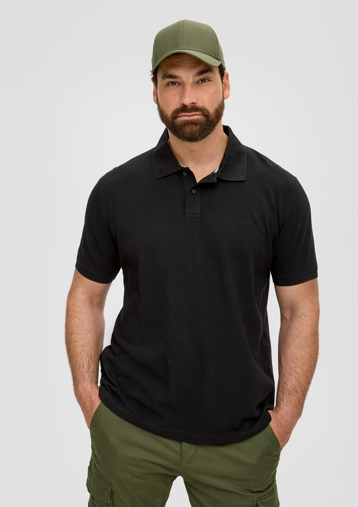 Polo shirt minimalist - with a print navy