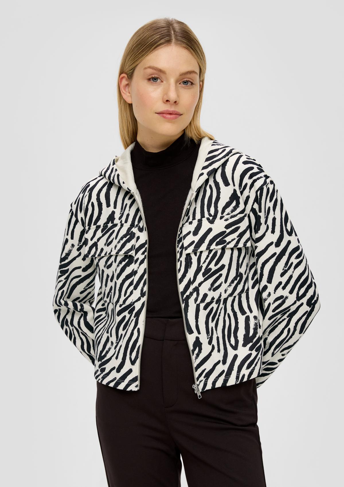 Sweatshirt jacket with a zebra pattern
