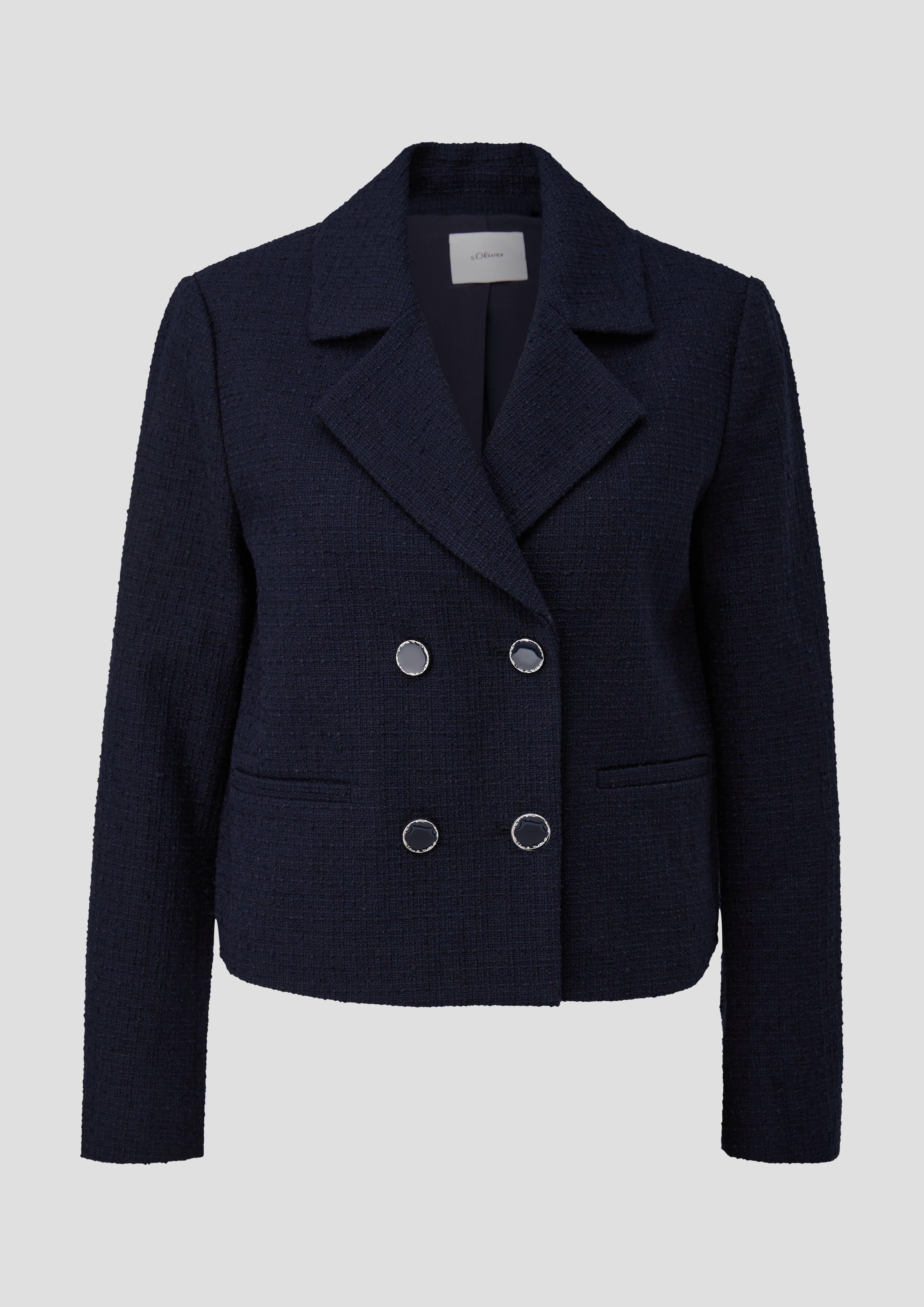 s.Oliver - Verkürzter doppelreihiger Blazer, Damen, blau