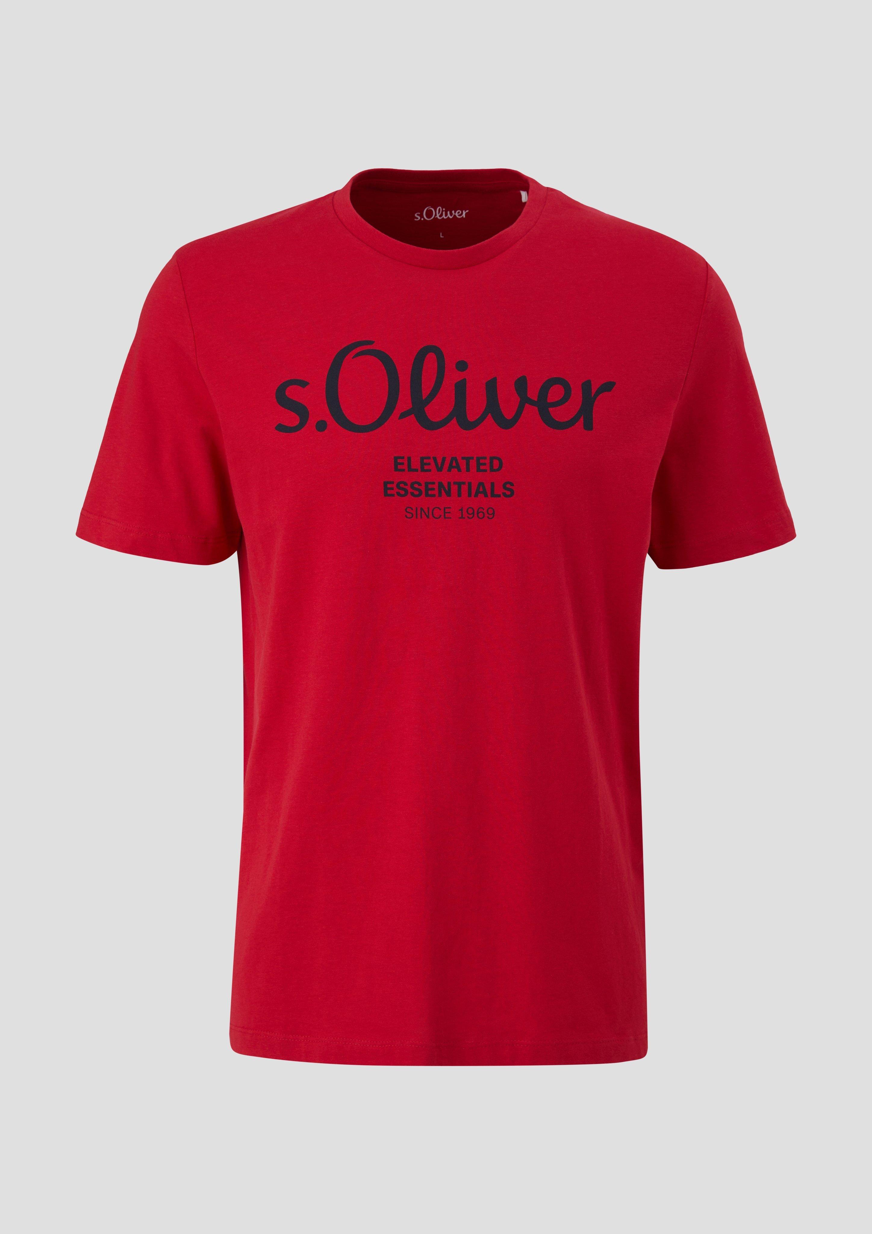 s.Oliver - T-Shirt mit Logo-Print, Herren, rot