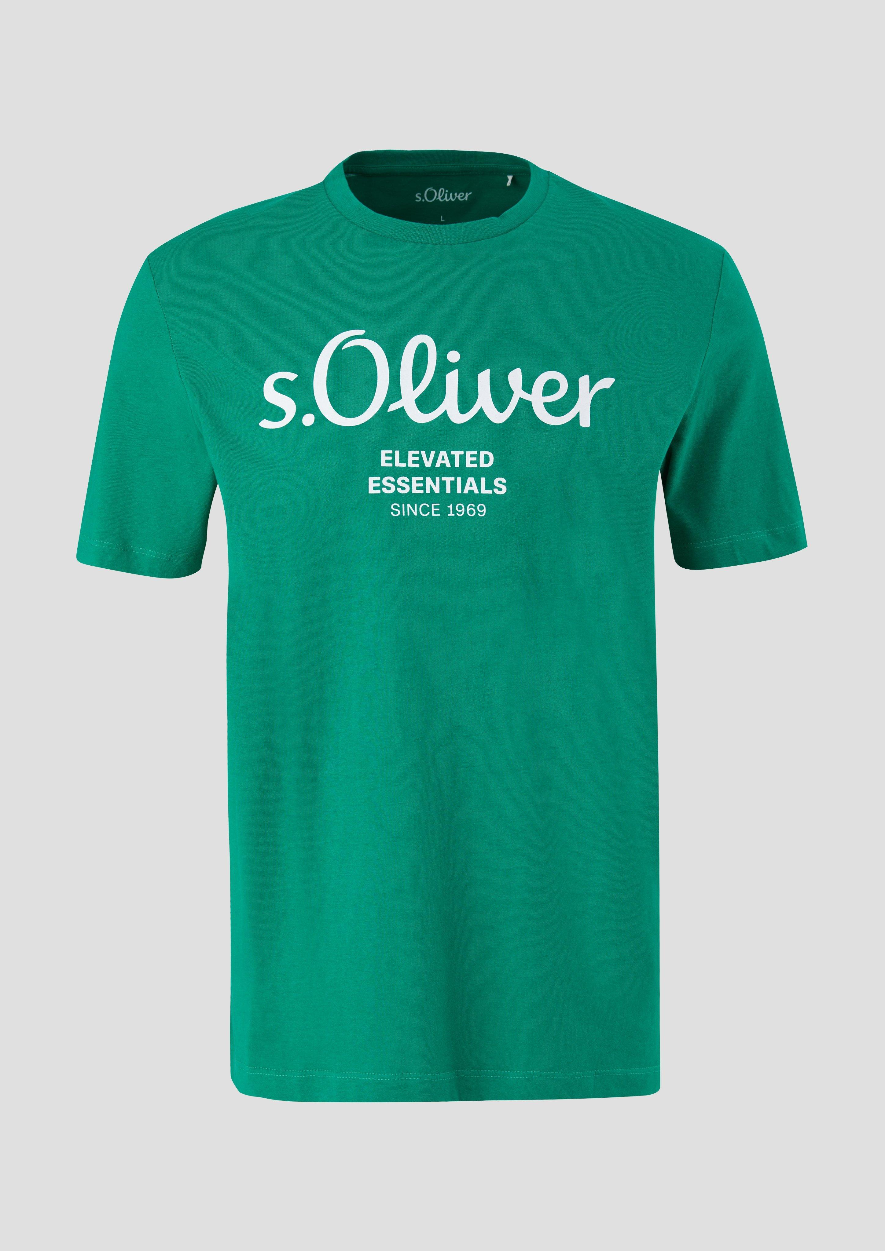 s.Oliver - T-Shirt mit Logo-Print, Herren, grün