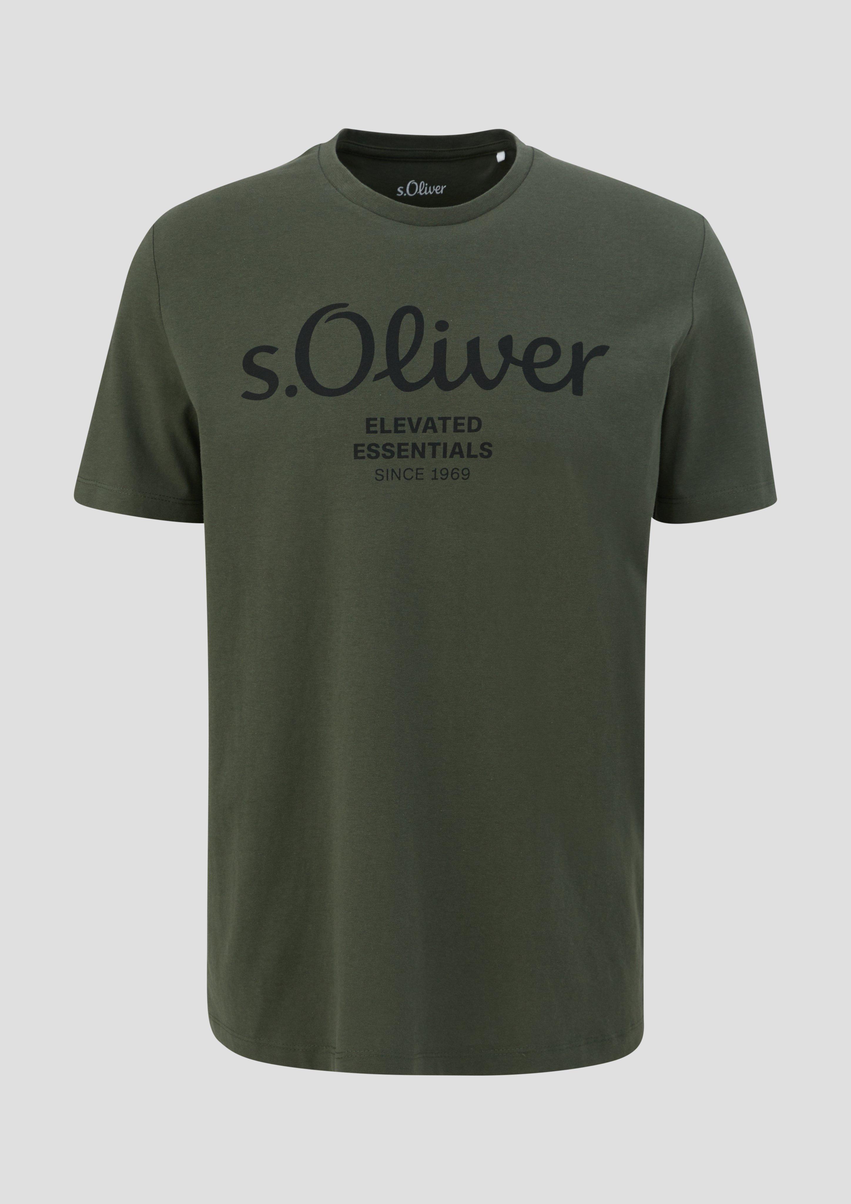 s.Oliver - T-Shirt mit Logo-Print, Herren, Grün