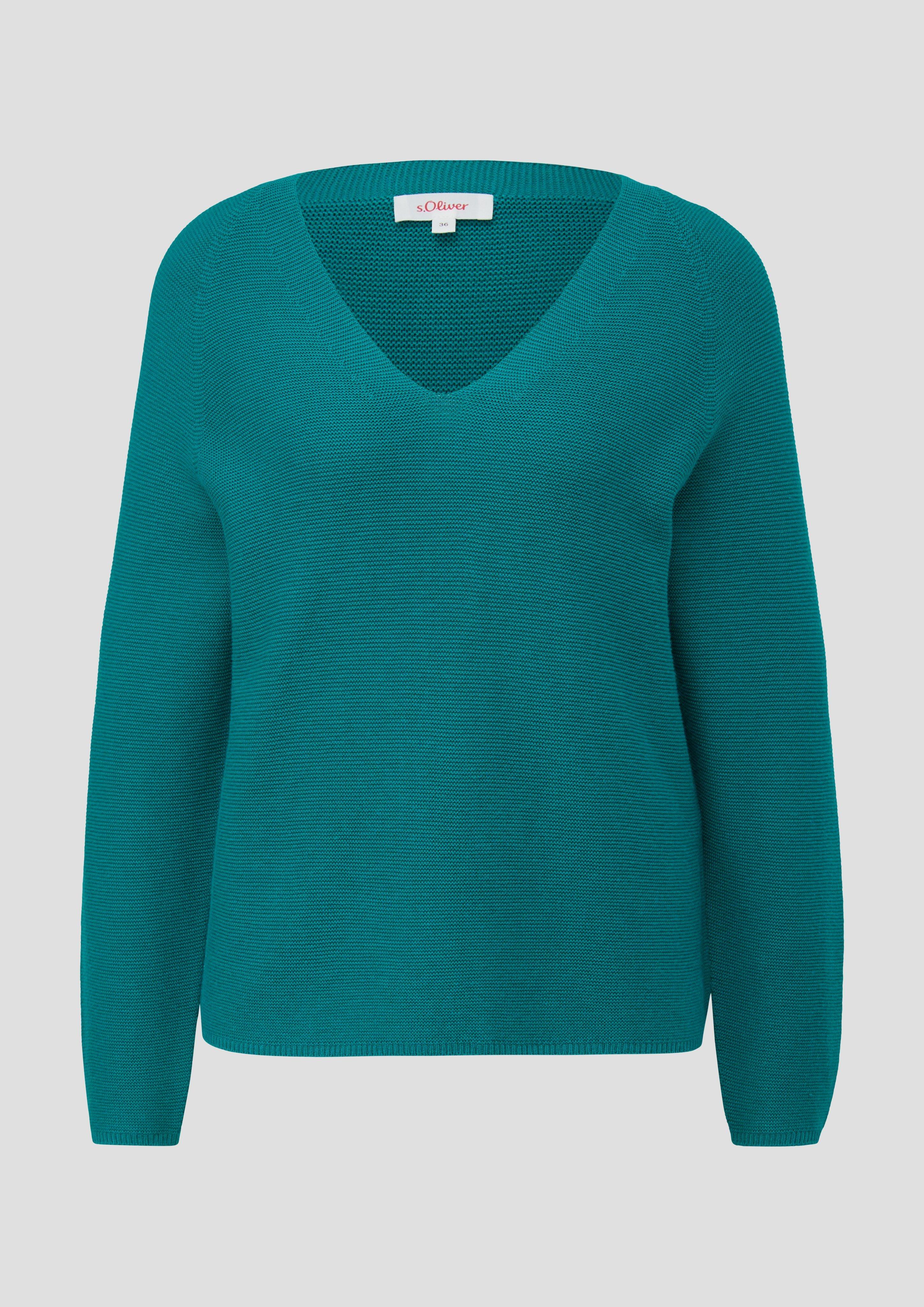 s.Oliver - Pullover mit V-Ausschnitt, Damen, Blau