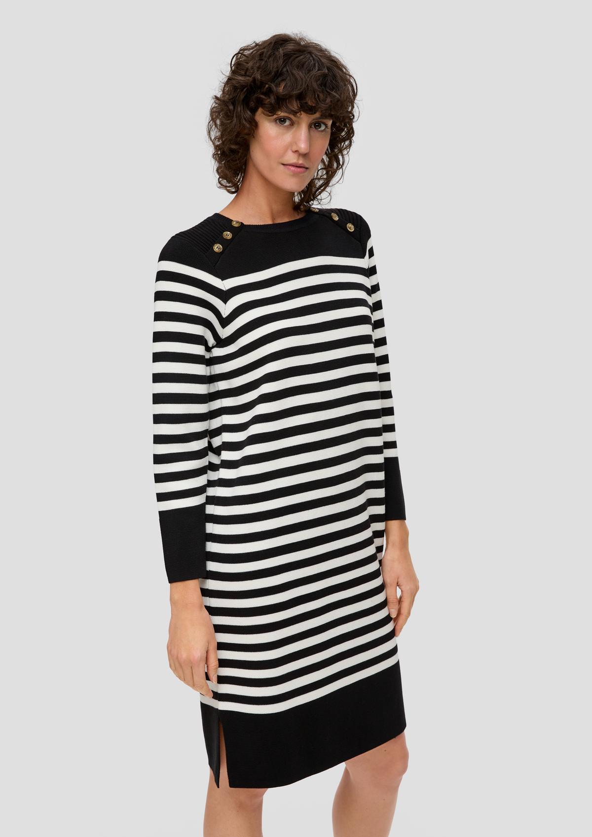 s.Oliver Striped knit dress with shoulder buttons