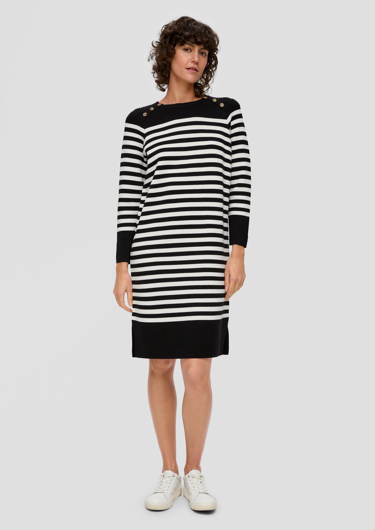 s.Oliver Striped knit dress with shoulder buttons