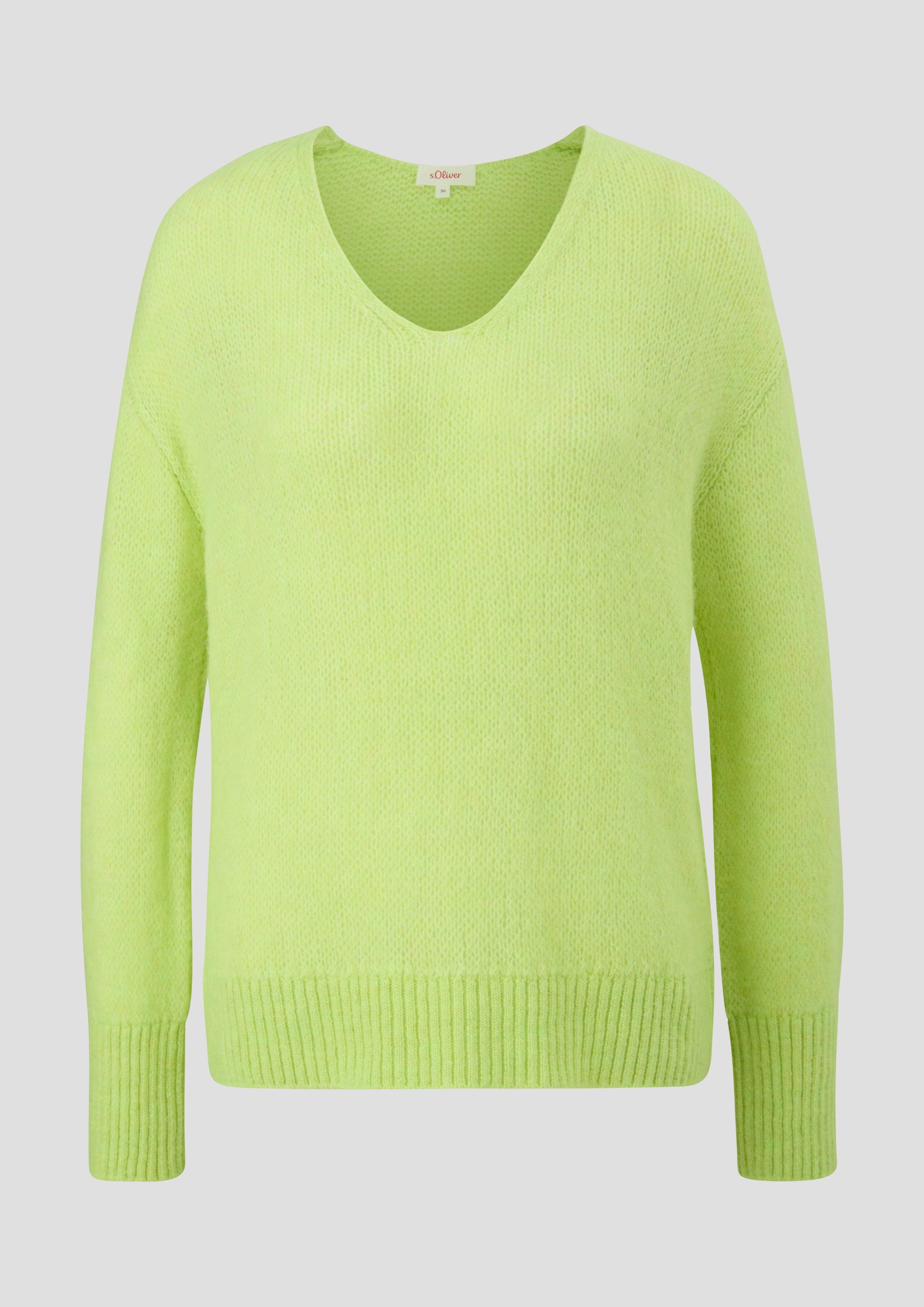 s.Oliver - Leicht transparenter Strickpullover im Relaxed Fit, Damen, grün