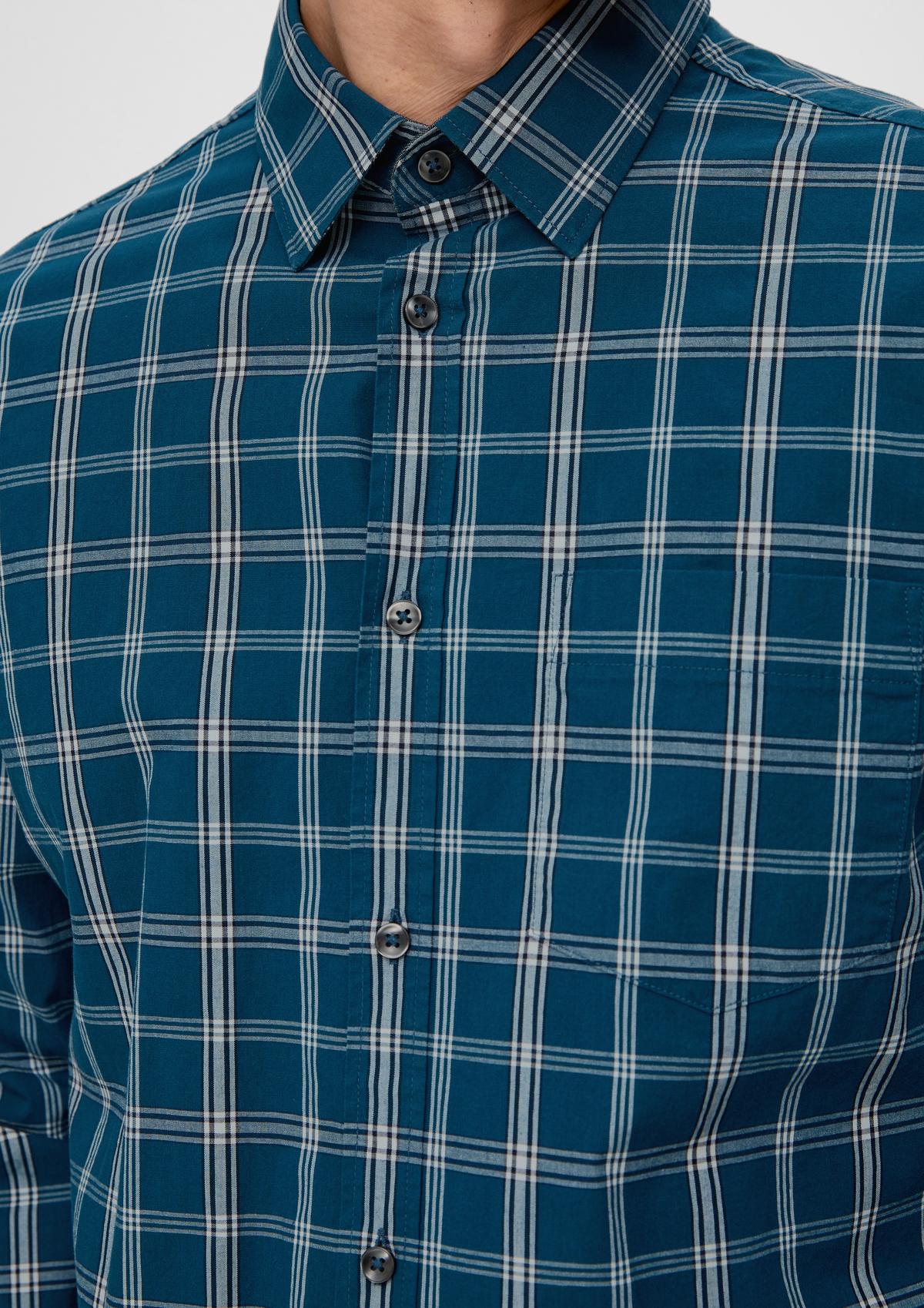 s.Oliver Slim : chemise à carreaux en popeline