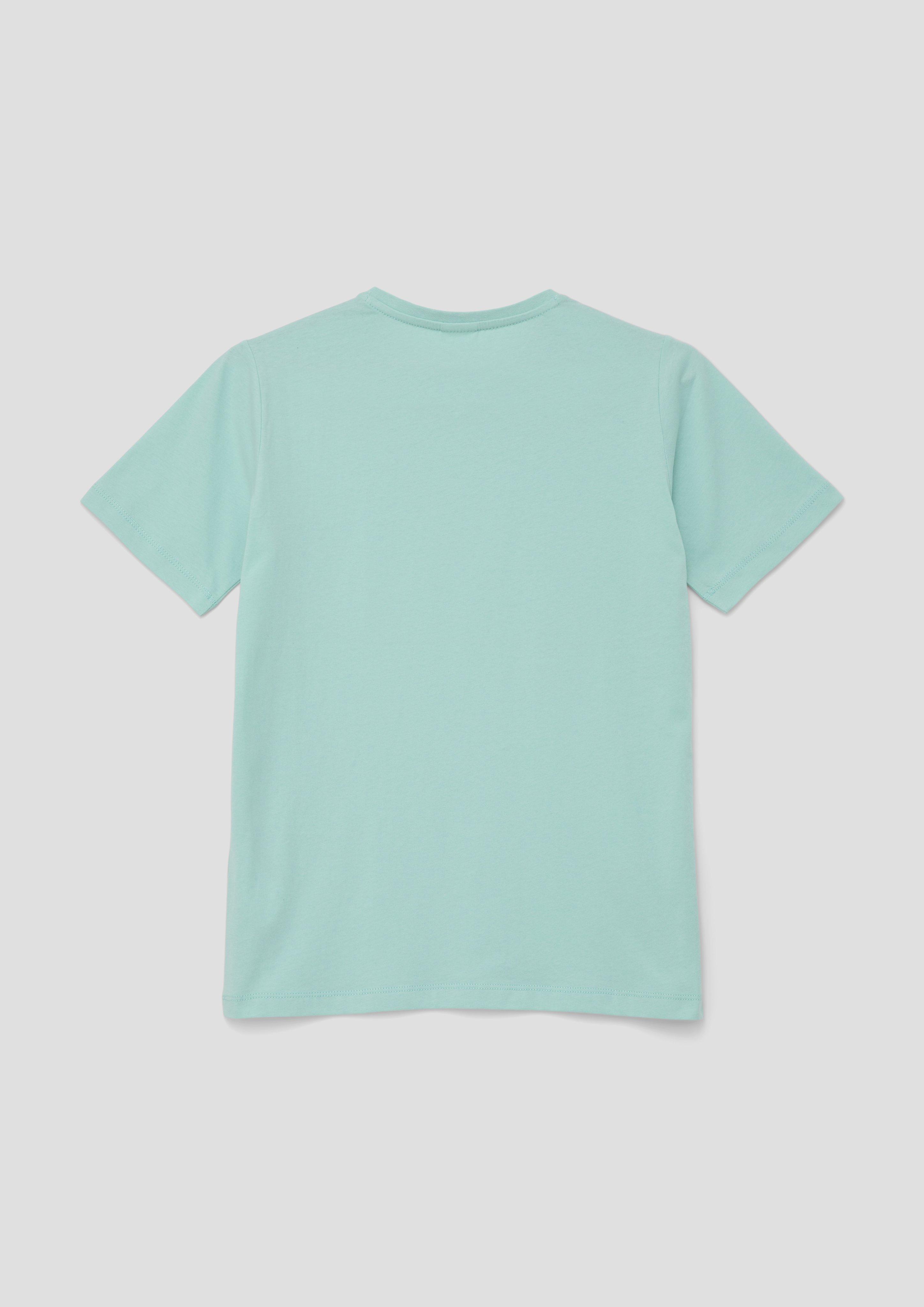 s.Oliver MIT GLITZER IN SHAPE - T-shirt con stampa - ozeangrün/menta